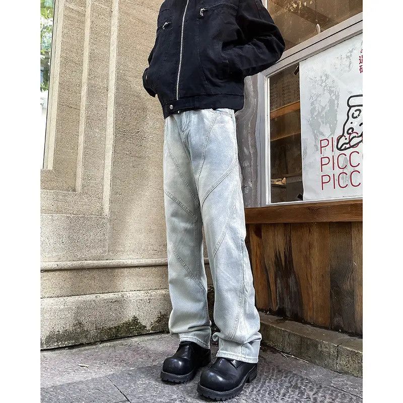 Japanese Brand Retro loose straight leg spliced jeans Size US 32 / EU 48 - 4 Thumbnail