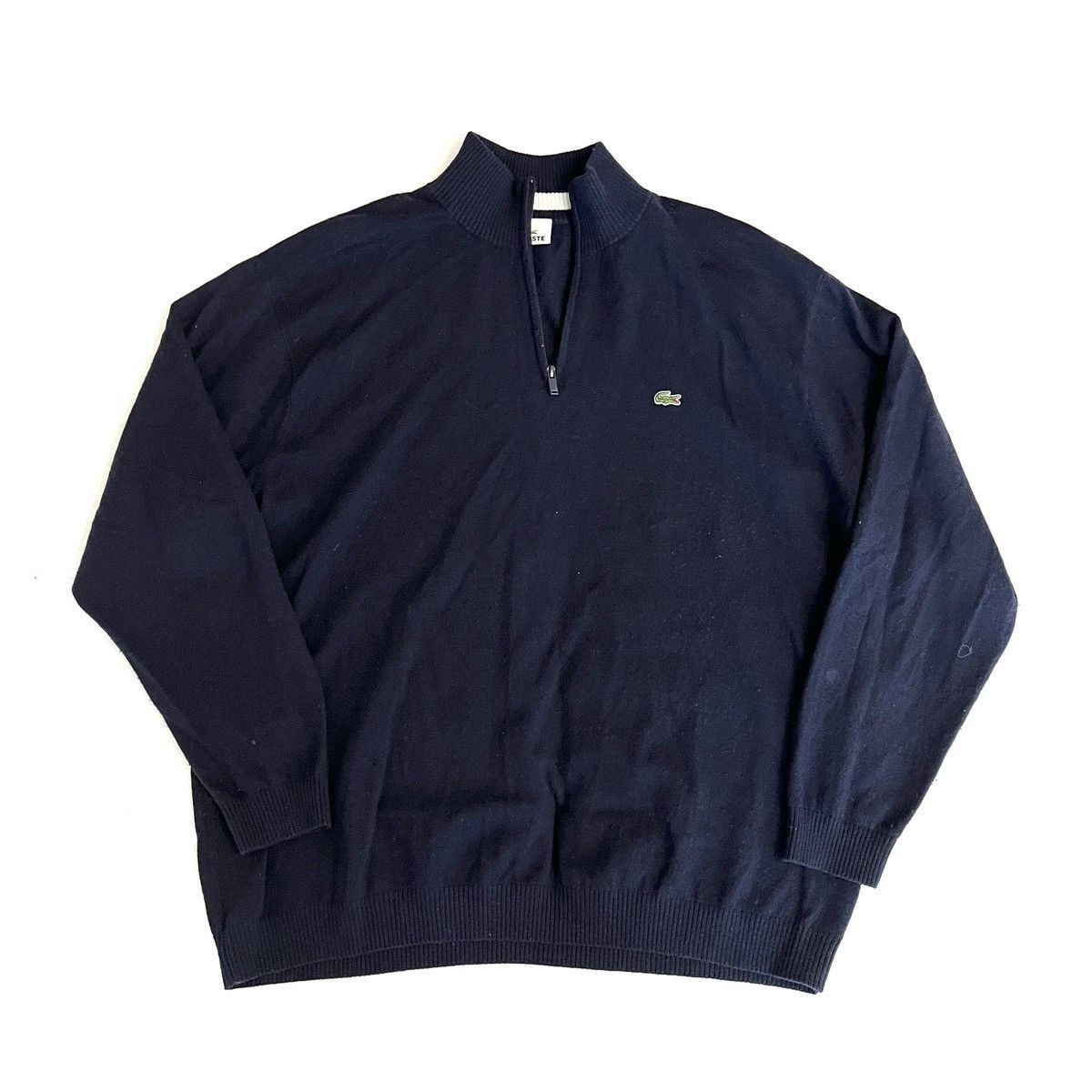 Vintage Lacoste Navy Woollen Sweater Jumper 90s Basic Retro