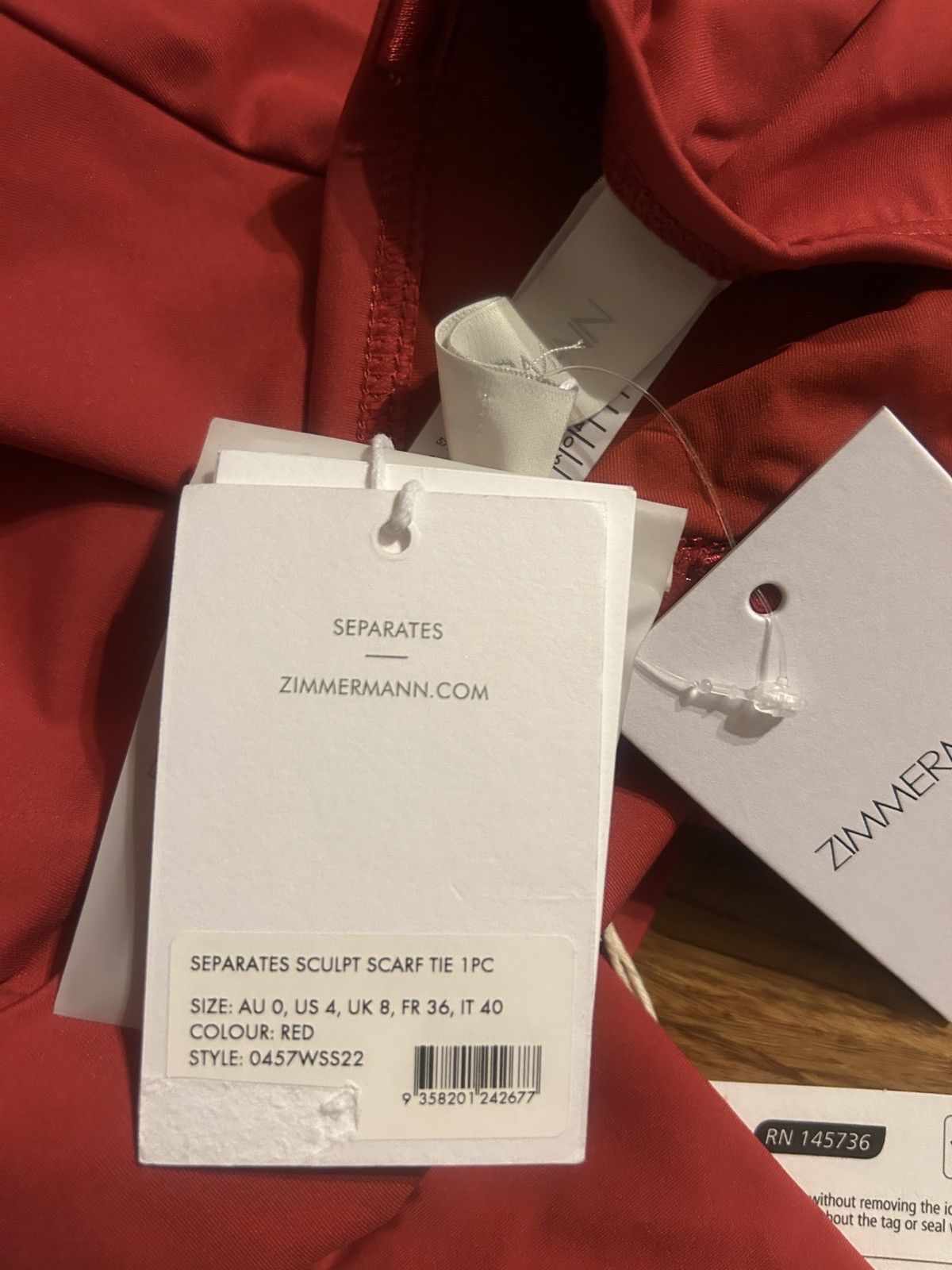 Zimmermann ZIMMERMANN Cutout bandeau swimsuit size AU 0/US 4 MSRP $295 Size ONE SIZE - 6 Thumbnail