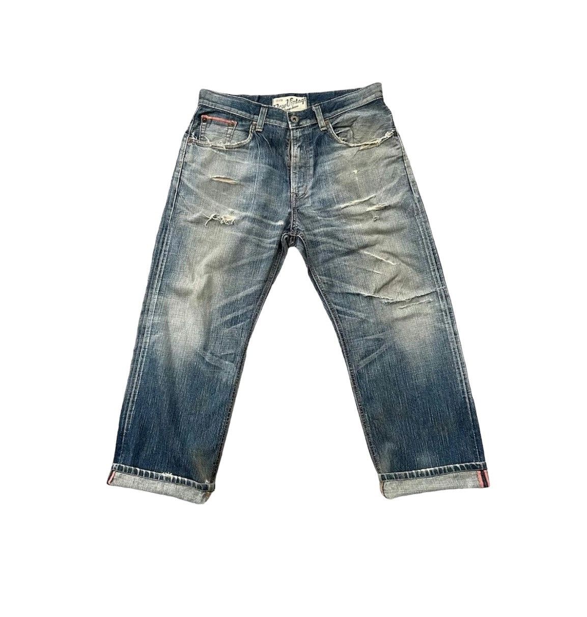 image of Distressed Denim x Edwin Vintage Edwin 505V Selvedge Aging Distressed in Blue, Men's (Size 36)