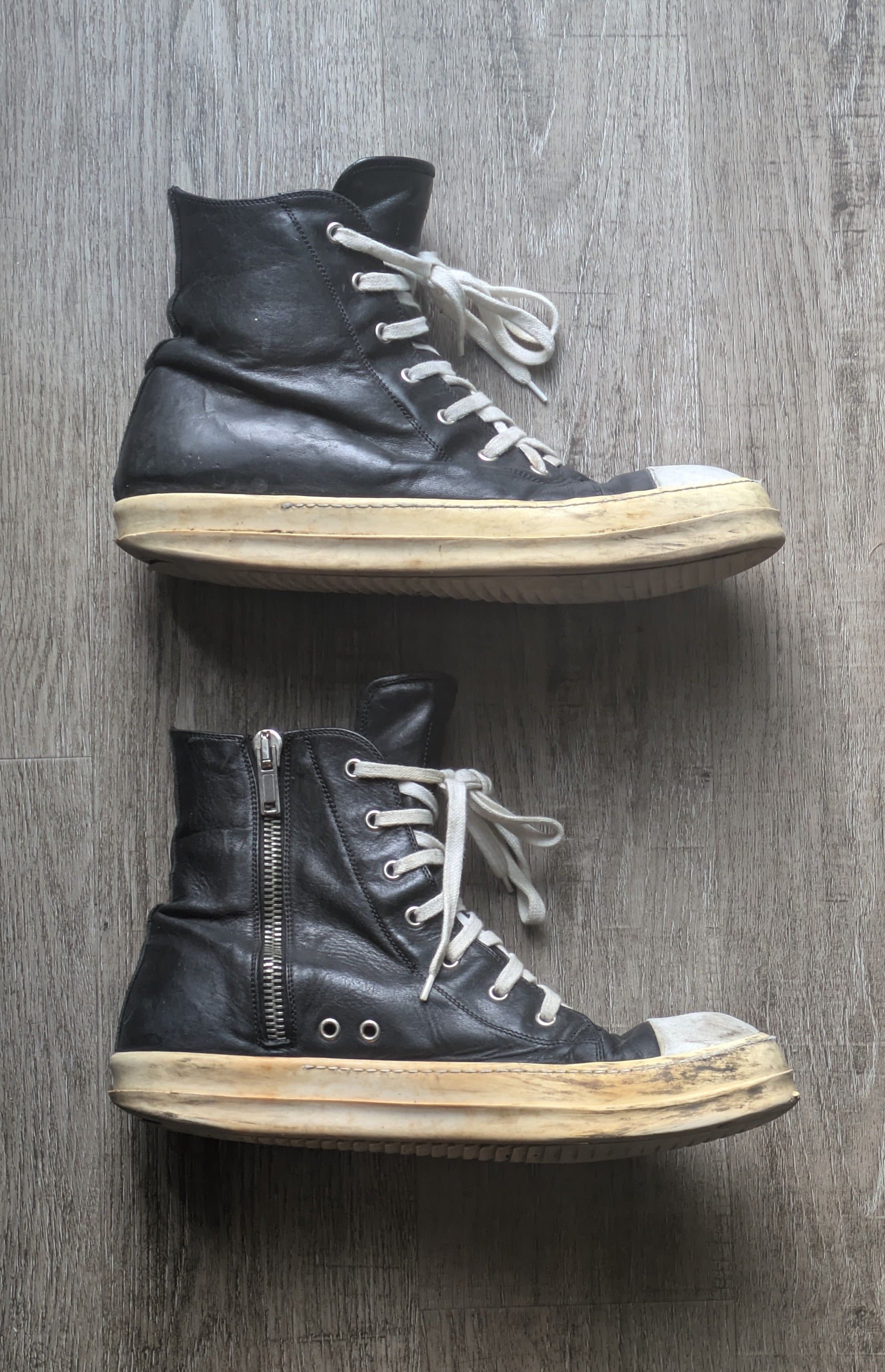 Rick Owens OG Black Leather Ramones Size US 11 / EU 44 - 5 Thumbnail