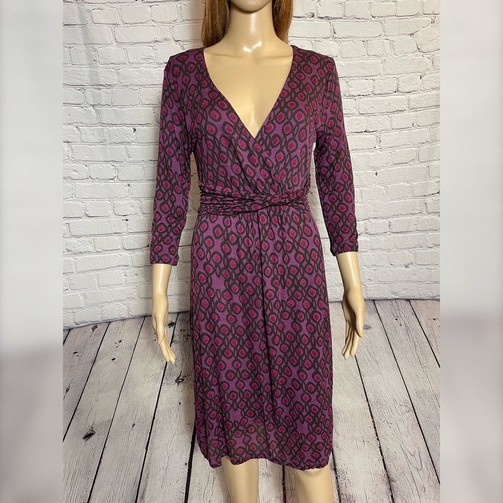 Boden Boden Chelsea Wrap Purple 3/4 Sleeve Dress Size 6 Size M / US 6-8 / IT 42-44 - 2 Thumbnail
