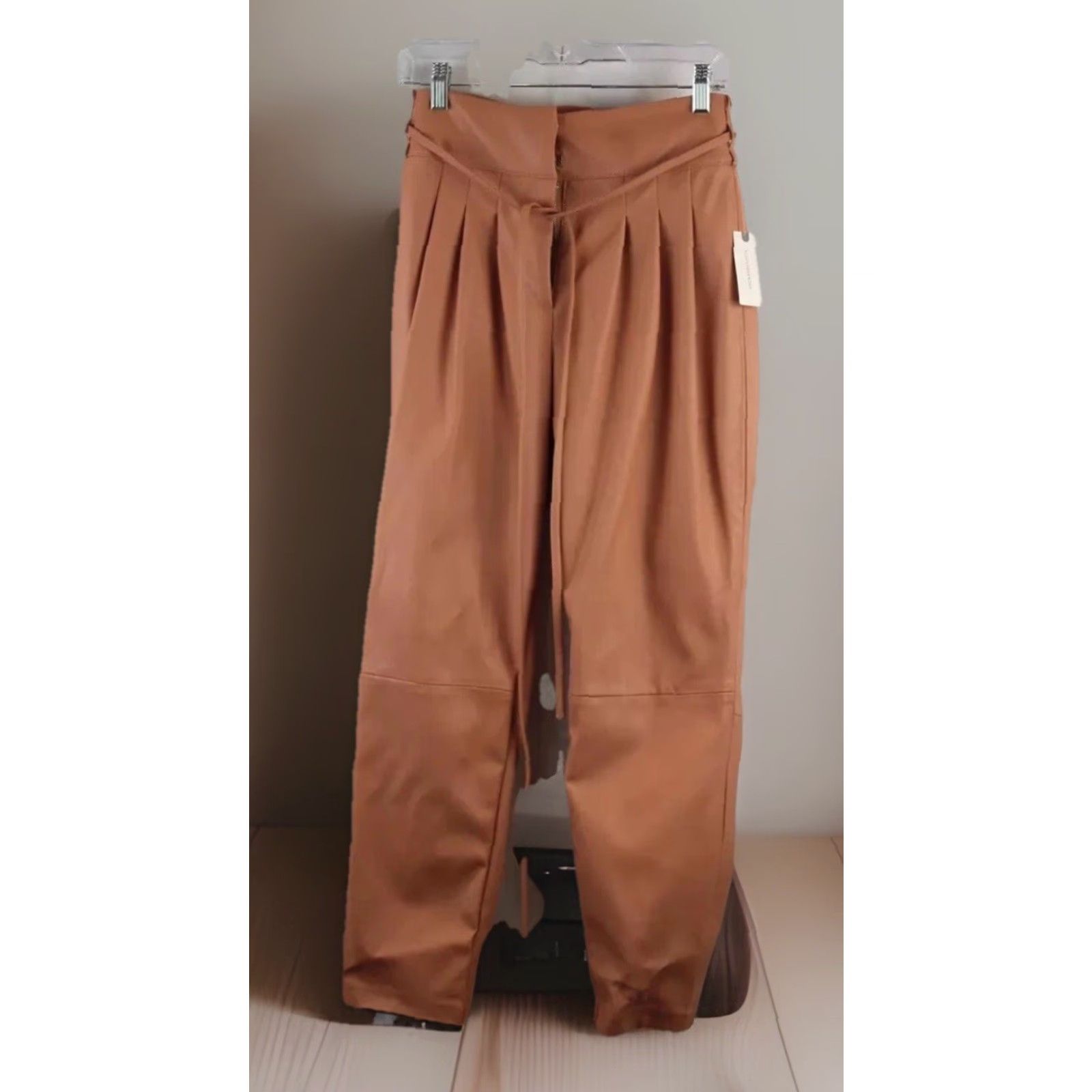 Vintage BLANKNYC Pants Front Pleat Faux Leather Ankle Pink 27 Women Regular Size Blush NWT Size 27" / US 4 / IT 40 - 2 Thumbnail
