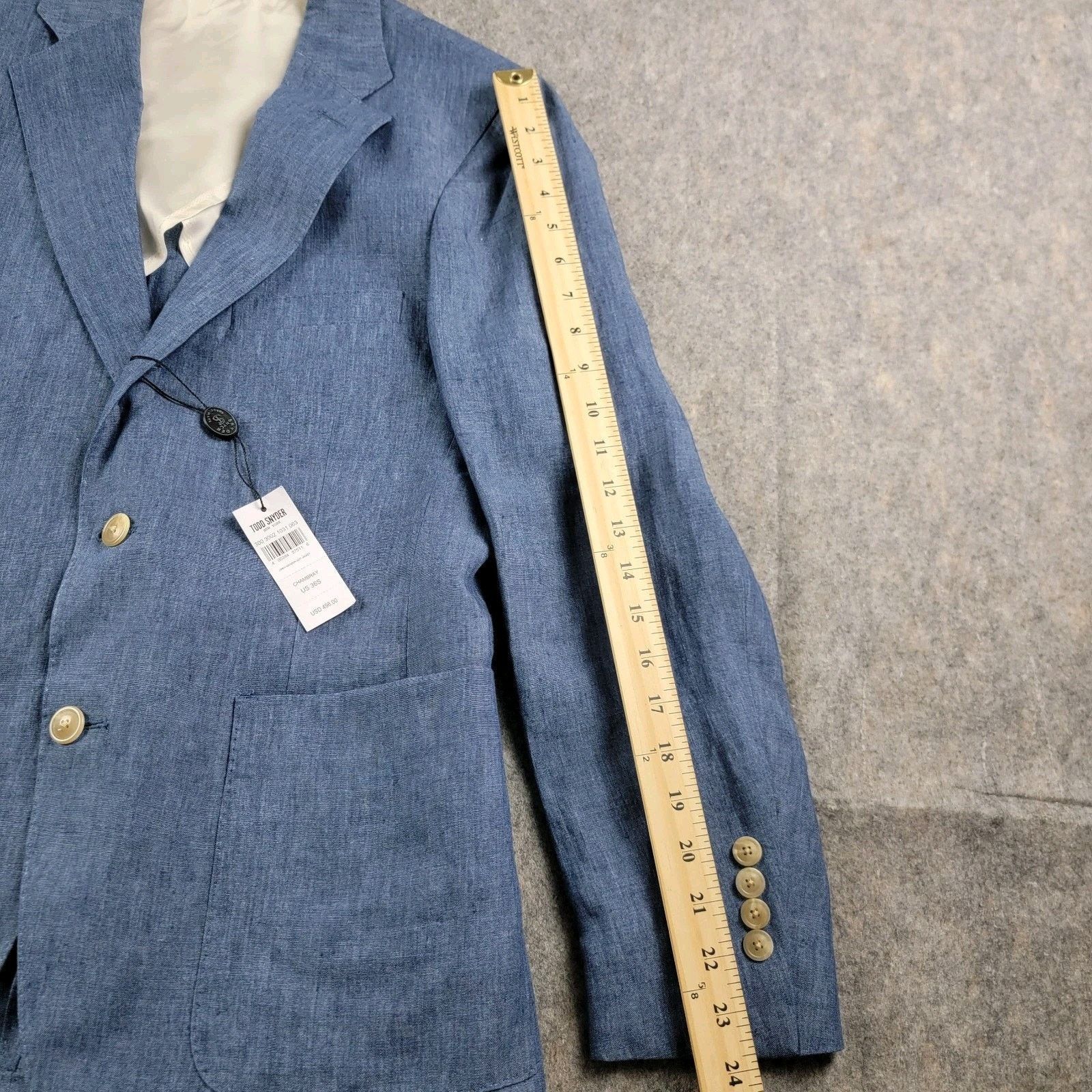 Todd Snyder Todd Snyder Madison Italian Linen Suit Jacket Chambray NWT Size 36S - 10 Thumbnail