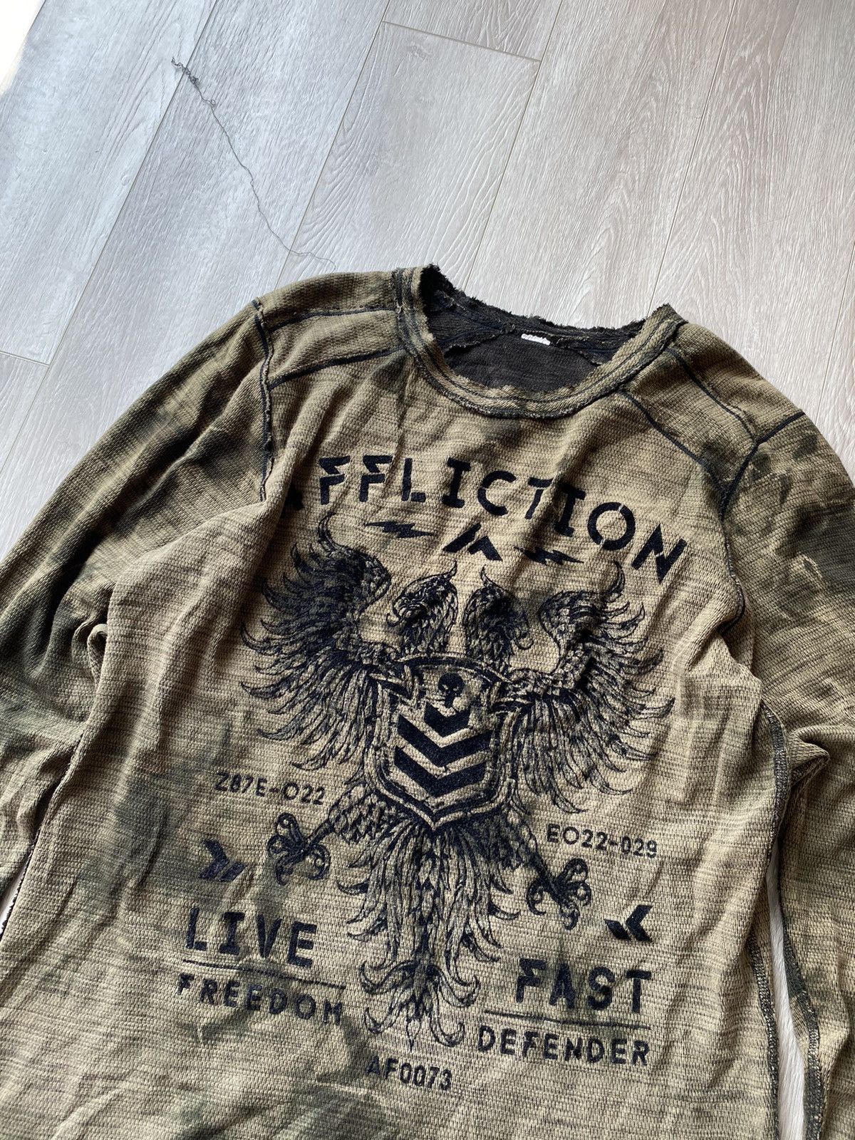 Affliction × Vintage Y2K RARE Affliction Wing Reversible Distressed Long Sleeve Size US XL / EU 56 / 4 - 4 Thumbnail
