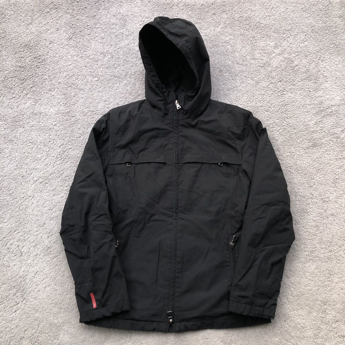 image of Women’S Vintage Prada Red Tab Insulated Goretex Jacket in Black, Women's (Size Small)