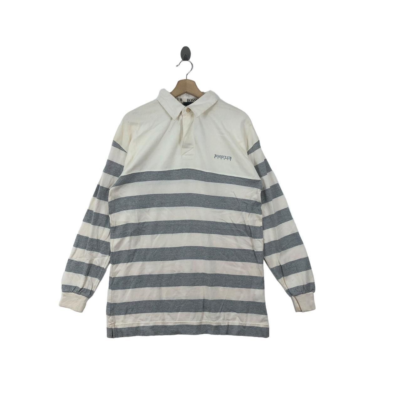 Other Vintage BOSS CLUB SPORTS Striped Rugby Polo Tee Shirt Size L / US 10 / IT 46 - 1 Thumbnail