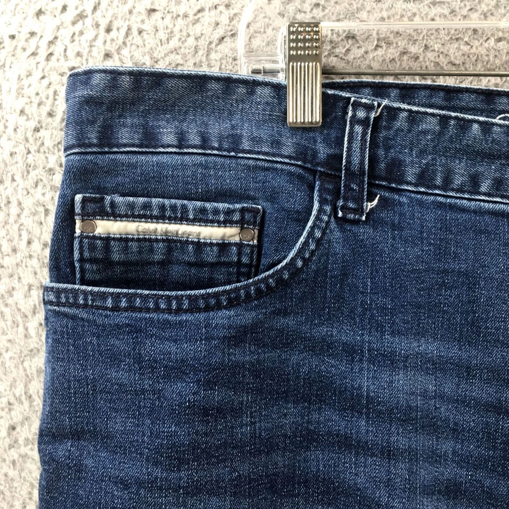Calvin Klein Calvin Klein Jeans Mens 38 Blue Denim Straight Leg Zip Mid Rise 5-Pocket Casual Regular Everyday Mens Size US 38 / EU 54 - 3 Thumbnail