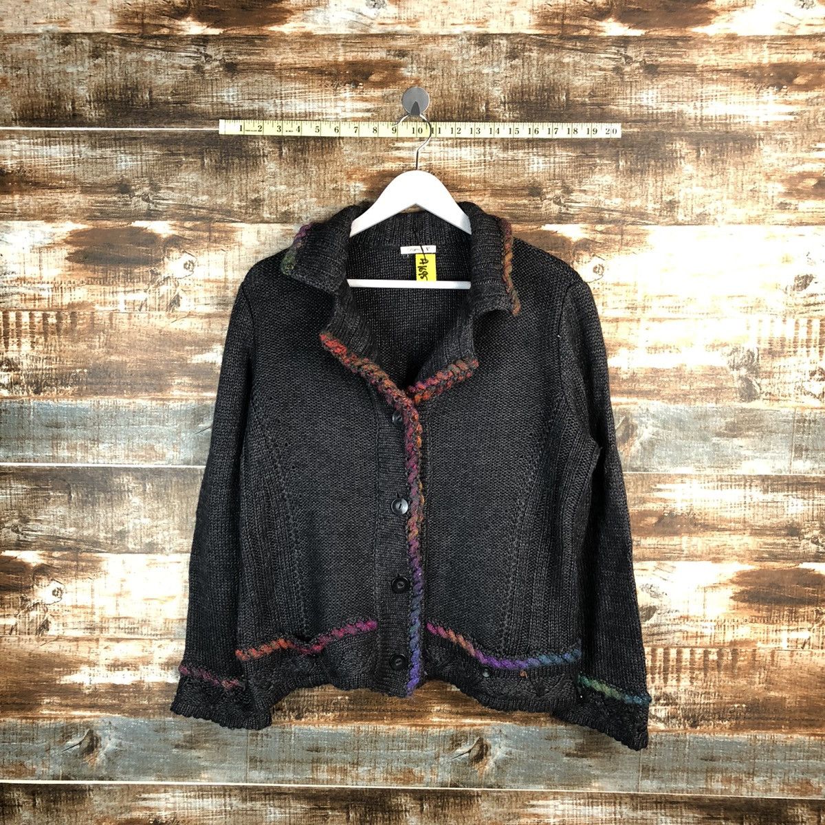 Homespun Knitwear Chaminos V vintage Black Cardigan Knitwear #A1695 Size US M / EU 48-50 / 2 - 1 Thumbnail