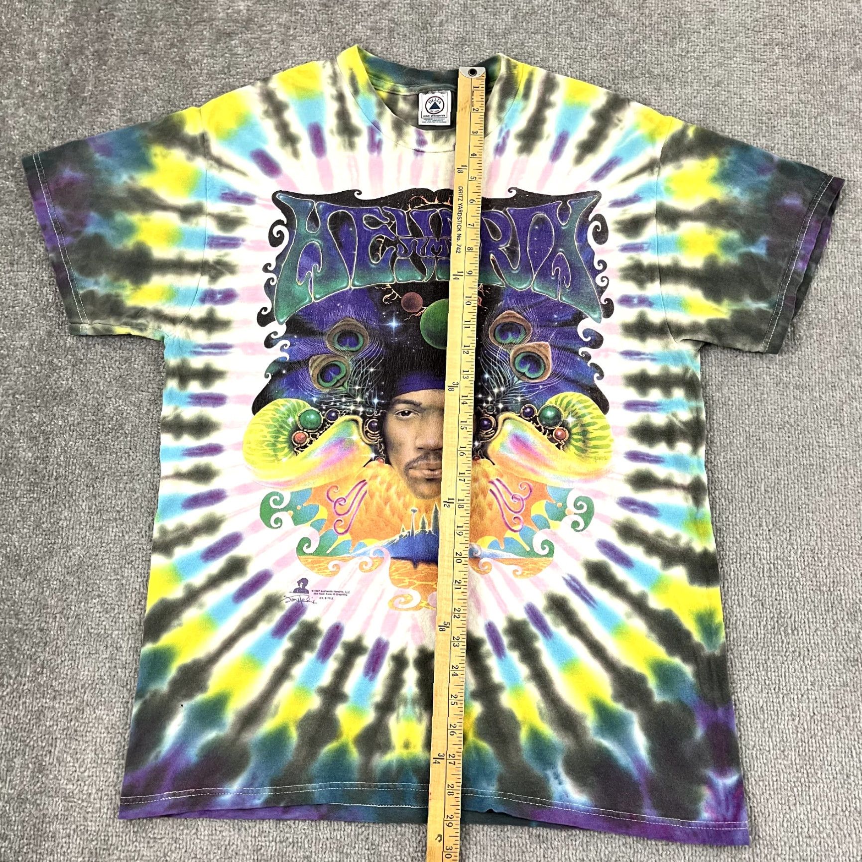 Delta VINTAGE JIMI HENDRIX Shirt Mens L Tie Dye Graphic Tee AOP All Over 90s 1997 Shirt Graphic Print Men T-Shirt Delta Pro Weight 90s Music Size US L / EU 52-54 / 3 - 5 Thumbnail