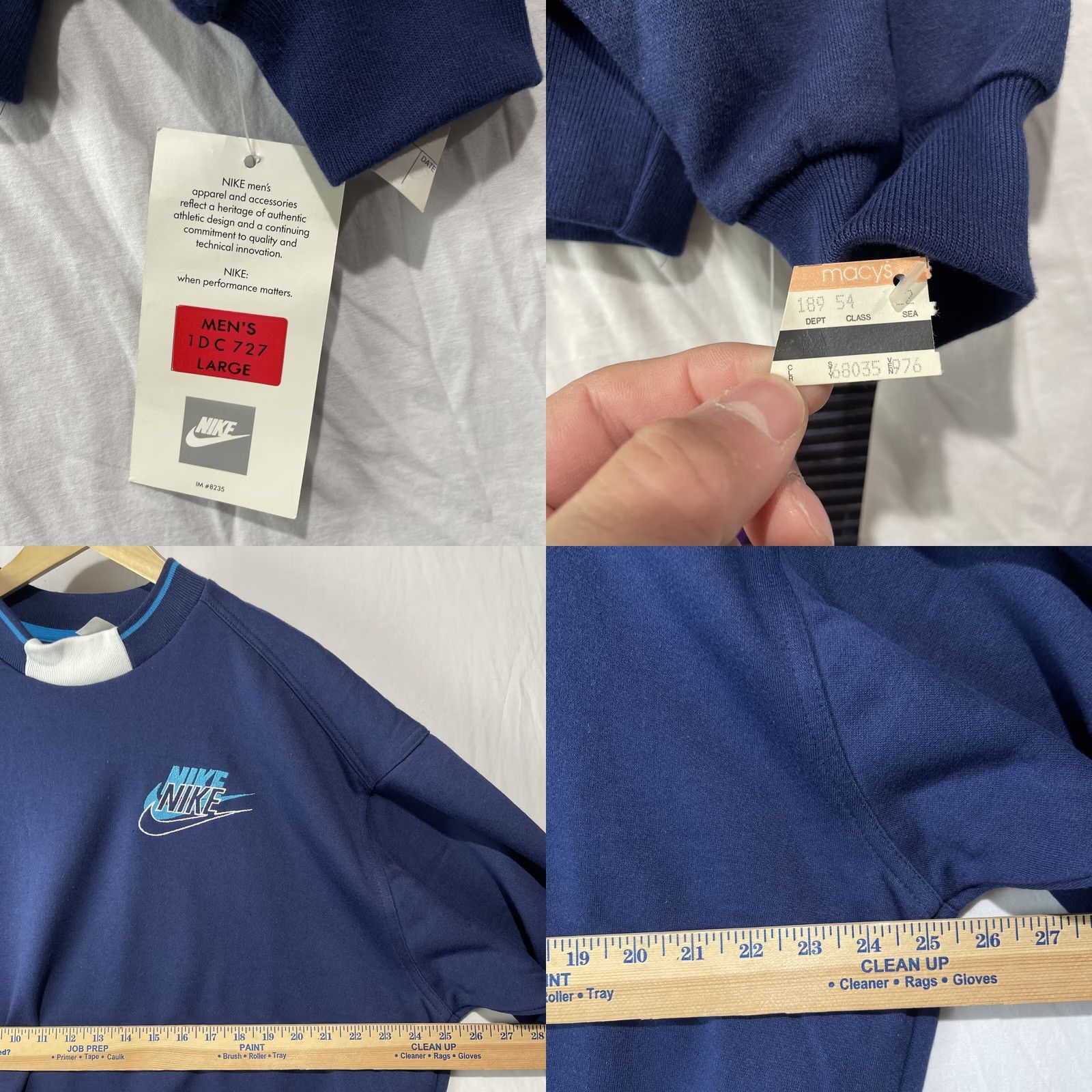 Nike VINTAGE Nike Sweatshirt Mens Large Navy Blue Long Sleeve Pullover 90s Shirt Size US L / EU 52-54 / 3 - 8 Thumbnail