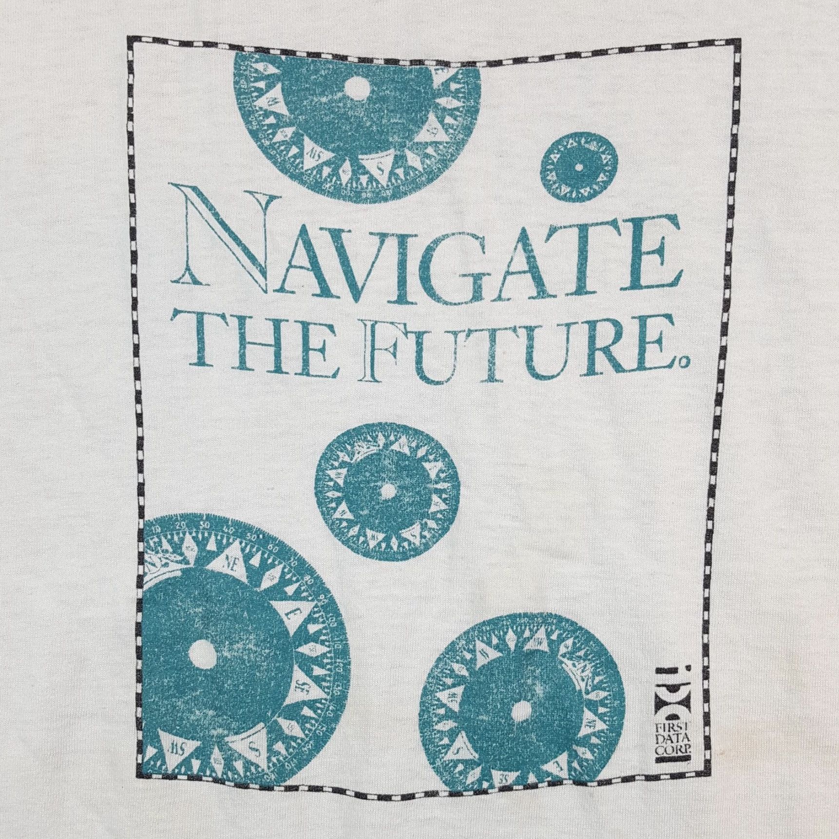 Fruit Of The Loom VINTAGE Fruit of the Loom T-Shirt Mens L 90s Navigate The Future Tech Tee White Cotton Embroidered Logo Retro Technology IT Shirt Size US L / EU 52-54 / 3 - 3 Thumbnail