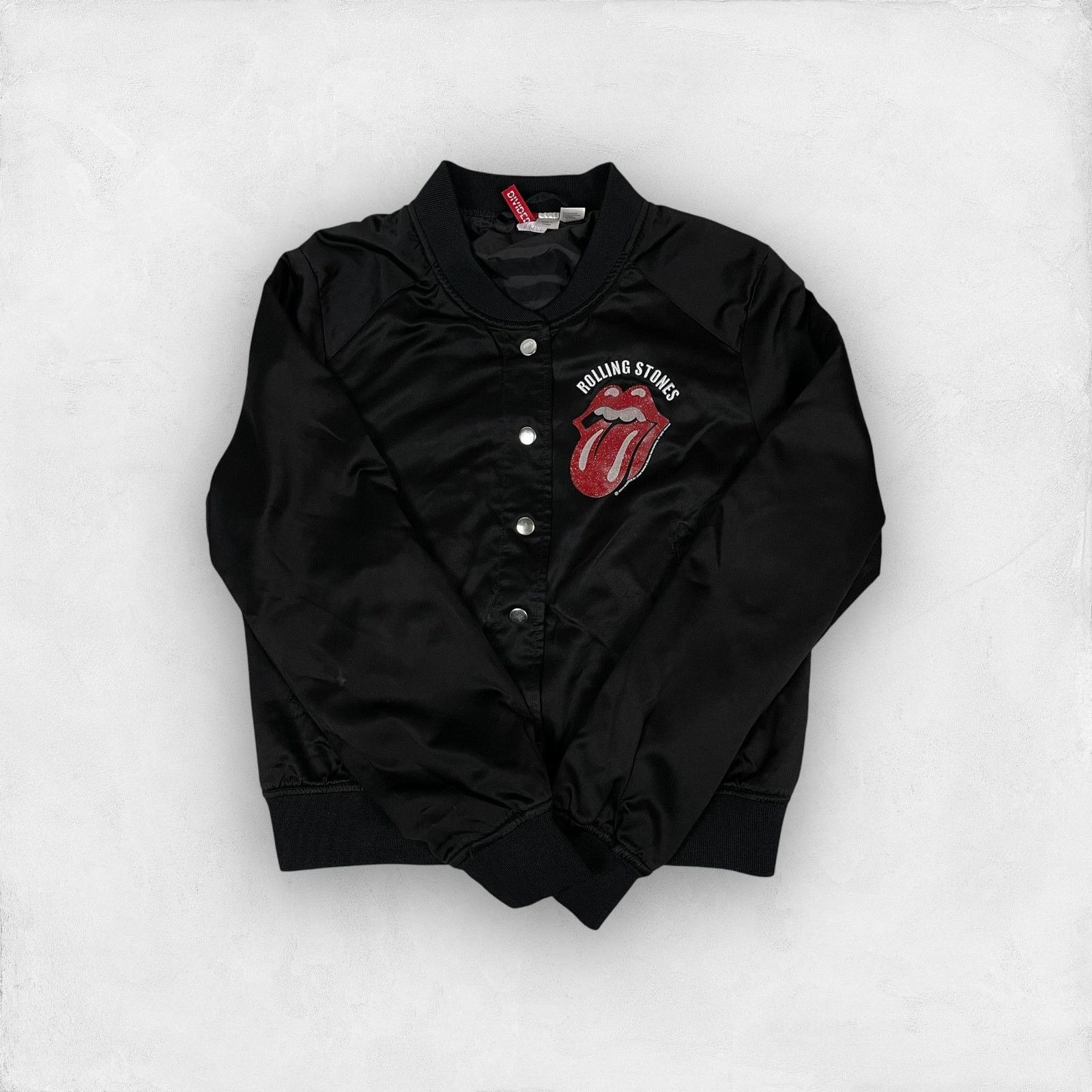 The Rolling Stones Rolling Stones Women's Black Snap Button Bomber Jacket 16 Size XXL / US 16-18 / IT 52-54 - 1 Thumbnail