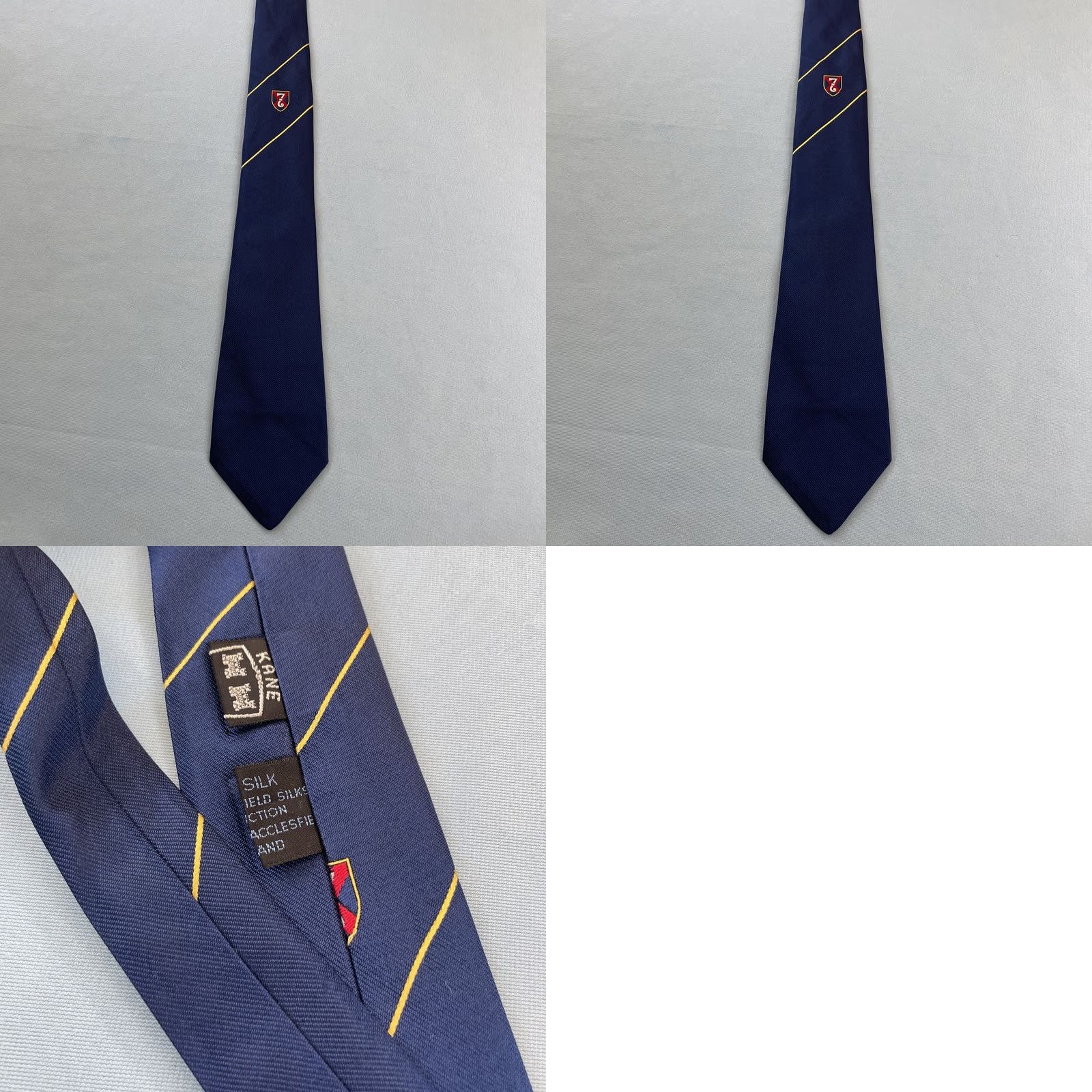 Vintage Kane Tie Vintage England Silk Necktie Lucky Number 7 Woven Macclesfield Blue 3x57 Size ONE SIZE - 10 Thumbnail