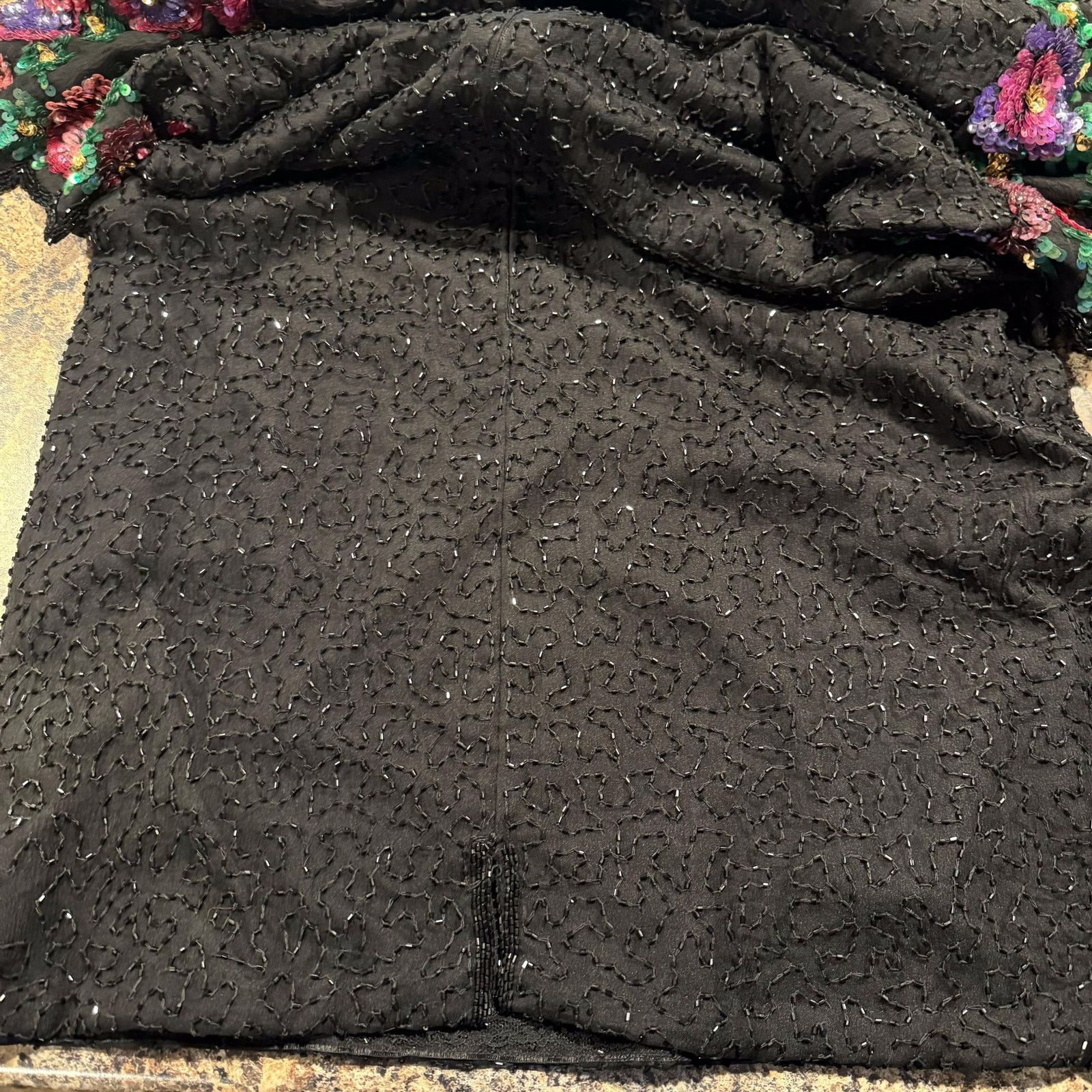 Other Vintage Laurence Kazar Dress Sequin Beaded Floral Medium Size M / US 6-8 / IT 42-44 - 11 Thumbnail