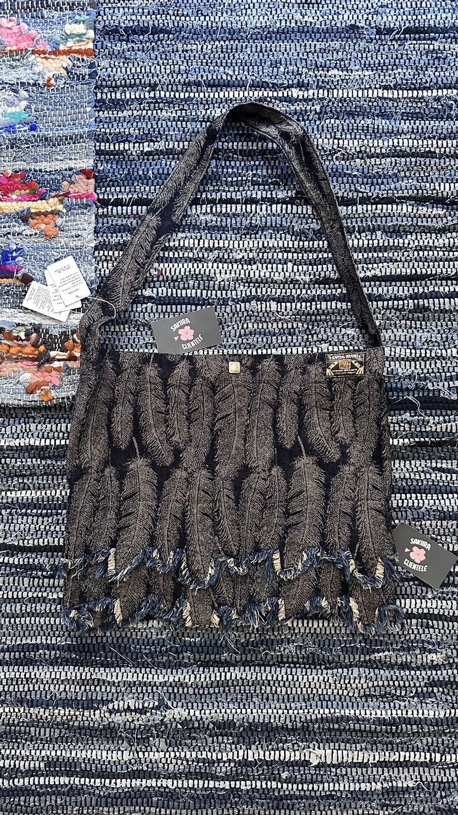 Japanese Brand × Kapital × Vintage Kapital Navy Denim Feather Book Tote Bag 12oz Size ONE SIZE - 2 Thumbnail