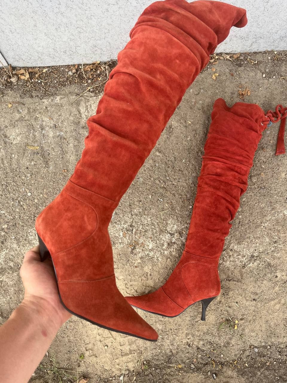 If Six Was Nine Vntg As 98 Guidi style Leather Faded Biker High Boots Heels Size US 5 / IT 35 - 2 Thumbnail