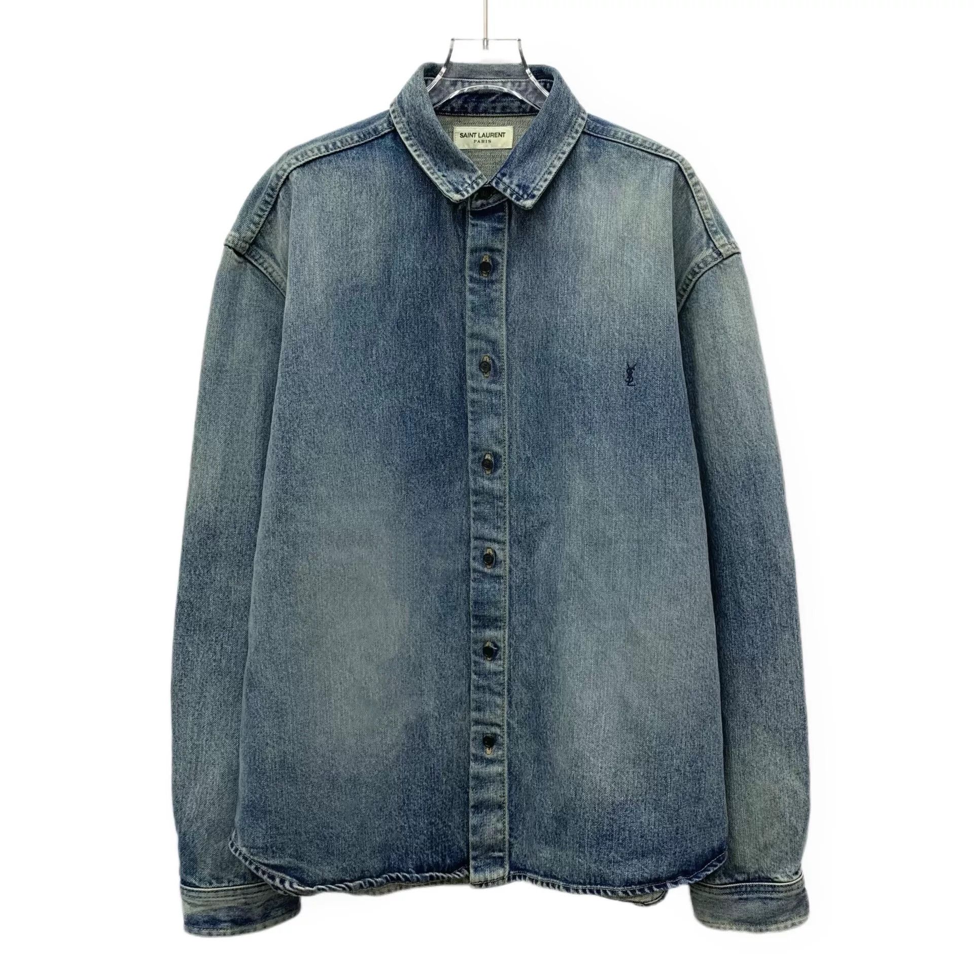 Yves Saint Laurent Yves Saint Laurent Blue Denim Shirt Size US XL / EU 56 / 4 - 1 Thumbnail