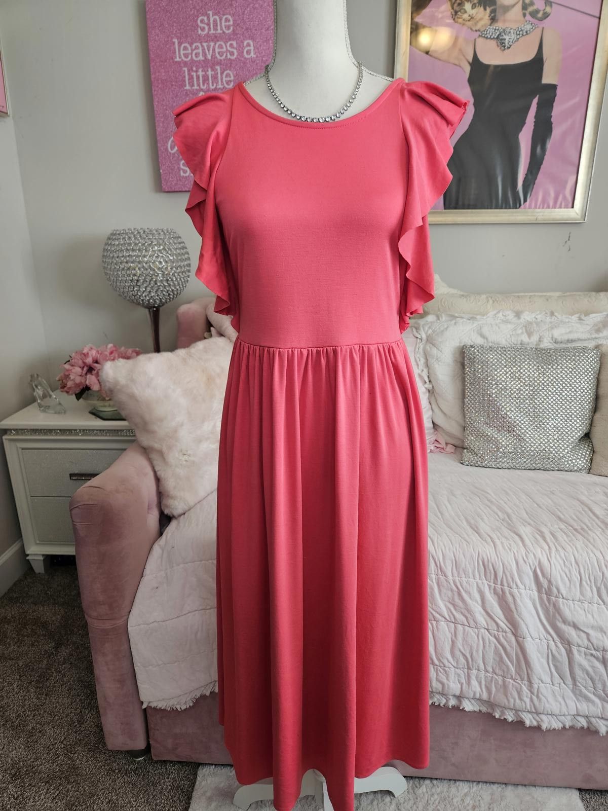 Gap Stylish GAP Coral Maxi Dress with Ruffle Sleeves Size S / US 4 / IT 40 - 1 Thumbnail