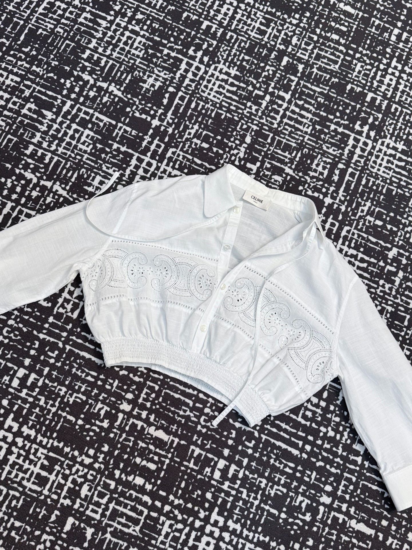 Celine Celine Triumphal Arch Embroidered Hollow Shirt Size XXS / US 00 / IT 34 - 1 Thumbnail