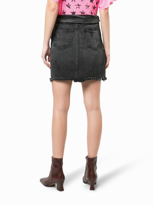 Amiri o1mle1224 Fold Over Denim Skirt in Dark Grey Size 27" / US 4 / IT 40 - 5 Thumbnail