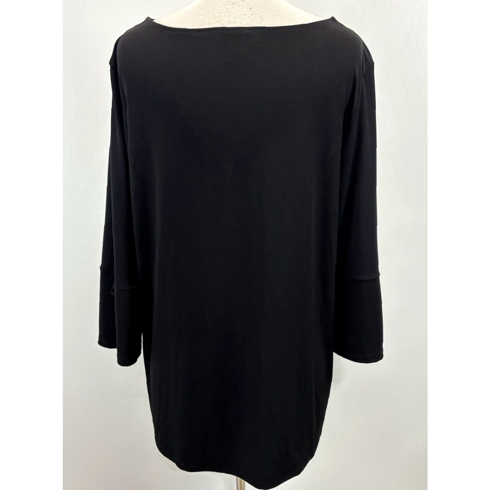 Vintage Chicos Black Floral Tunic Top Shirt Womens XL Bell Sleeve 3/4 Sleeve Pullover Blouse Casual Comfort Size XL / US 12-14 / IT 48-50 - 3 Thumbnail