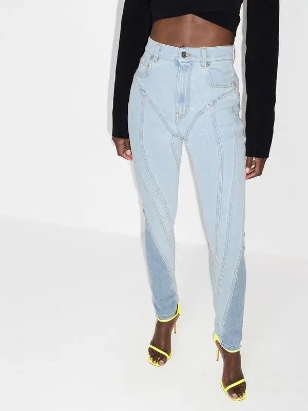 Mugler MUGLER High-Rise Panelled Skinny Jeans Size 26" / US 2 / IT 38 - 2 Thumbnail
