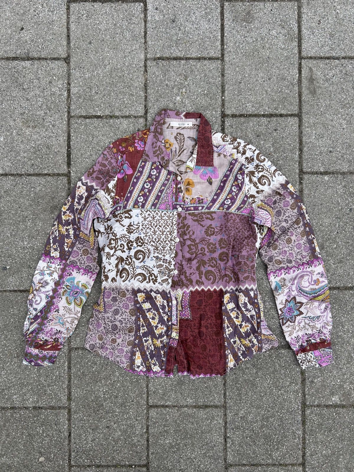 Etro Etro Luxury Paisley Patchwork Linen Blouse Luxury Shirt Size M / US 6-8 / IT 42-44 - 9 Thumbnail