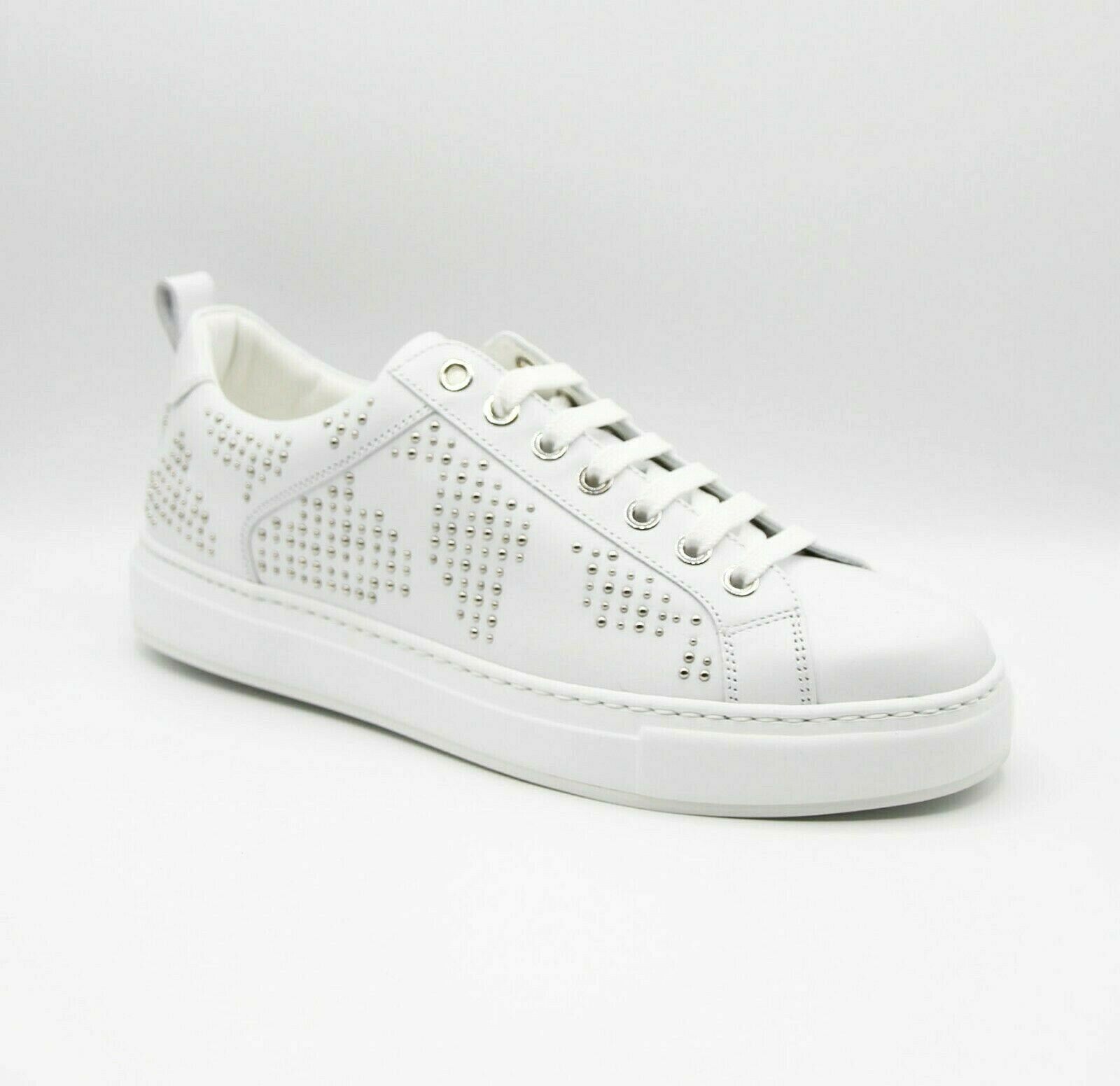 MCM Women's White Leather Silver Studded Sneaker (37 / US 7) Size US 7 / IT 37 - 1 Thumbnail