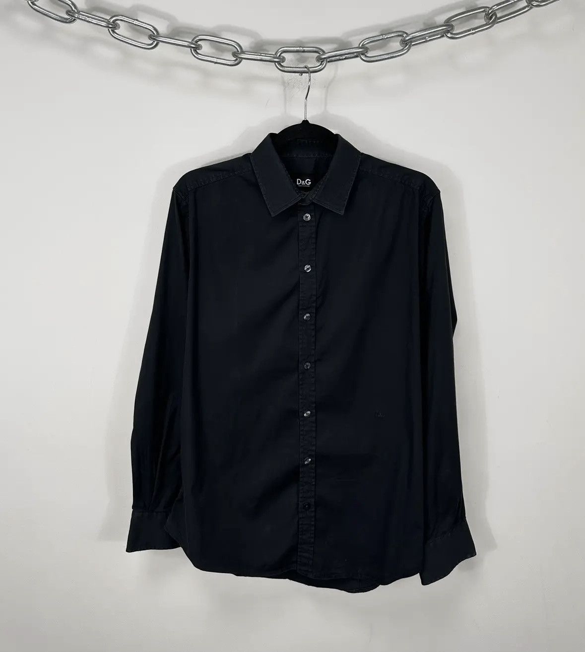 Dolce & Gabbana × Vintage Vintage Dolce & Gabbana Black Logo Luxury Button Up Shirt Size US M / EU 48-50 / 2 - 1 Thumbnail