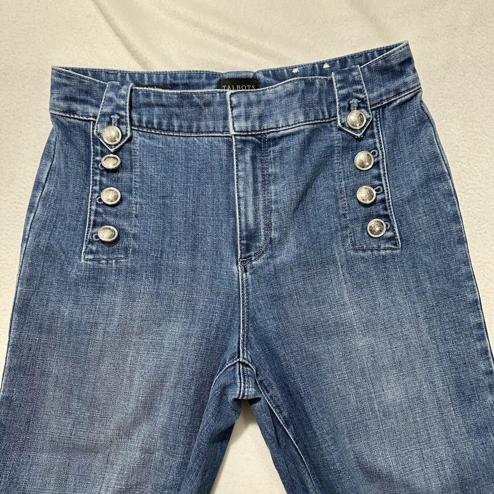 Other Talbots Sailor 6P Capri Blue Jeans 22" Inseam Silver Buttons Size 28" / US 6 / IT 42 - 2 Thumbnail