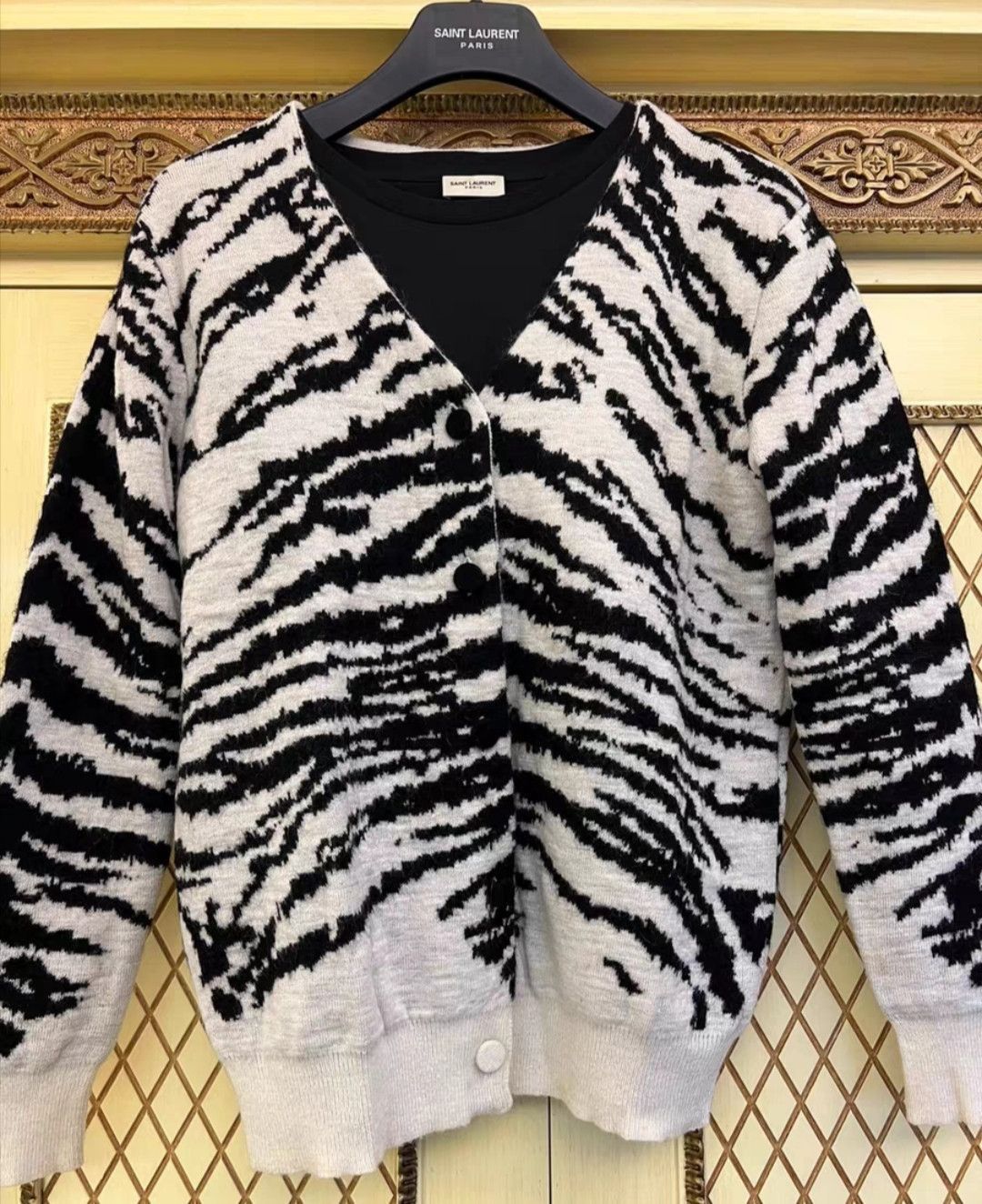 Saint Laurent Paris Saint Laurent White Zebra Cardigan-2505 Size US S / EU 44-46 / 1 - 1 Thumbnail