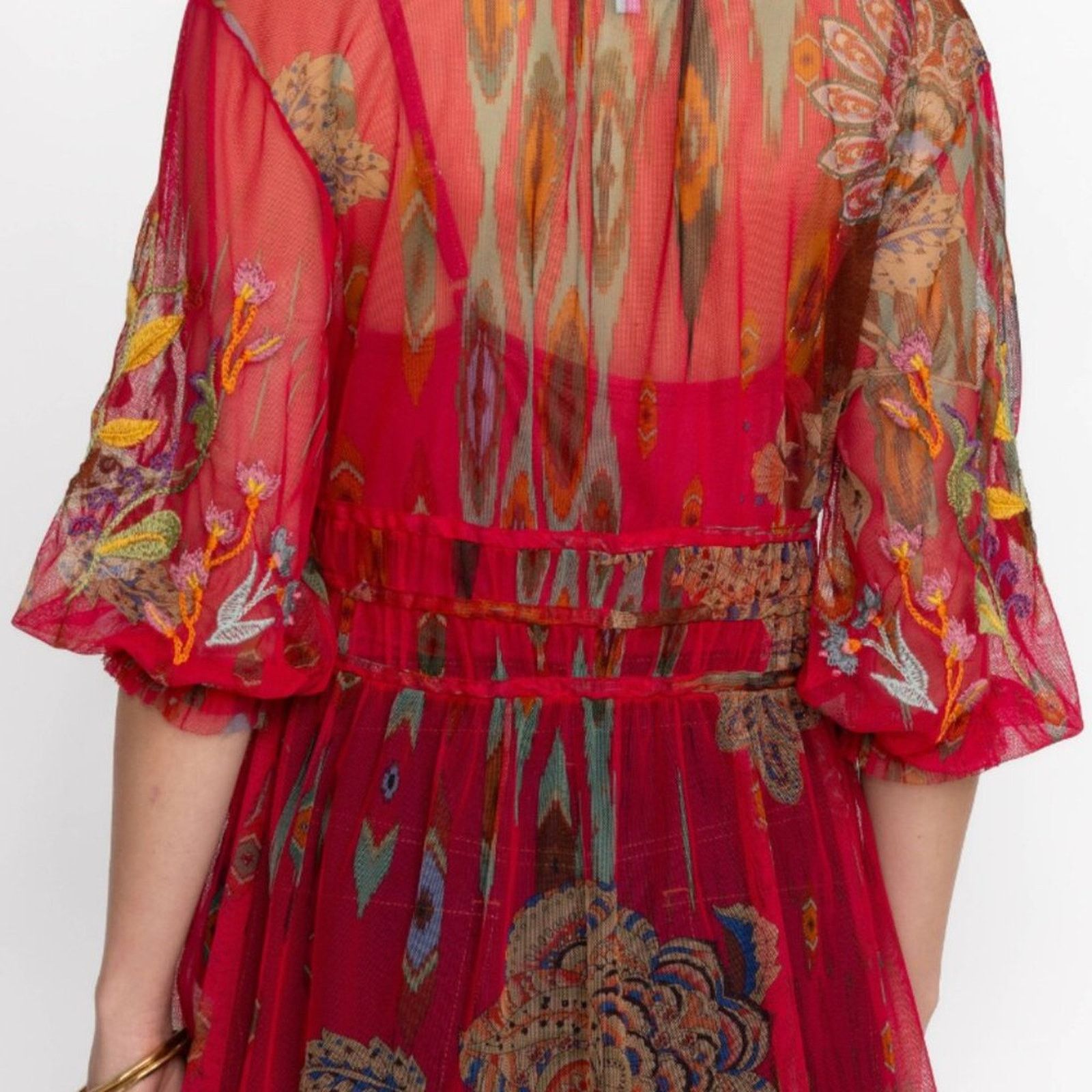 Johnny Was Johnny Was Feather Lark Embroidered Mesh Blouse Size S / US 4 / IT 40 - 4 Thumbnail