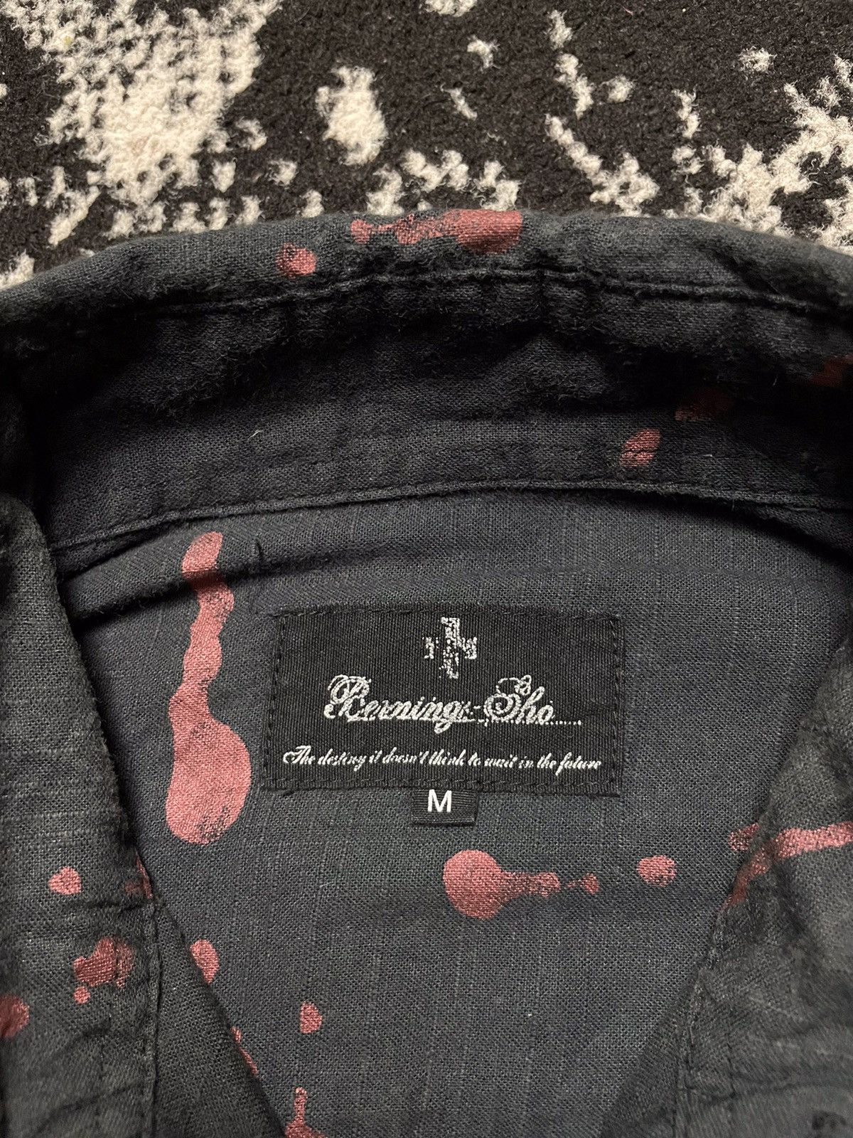 Japanese Brand × Vintage Vintage y2k bernings sho skull poem gothic punk button up Size US L / EU 52-54 / 3 - 10 Thumbnail