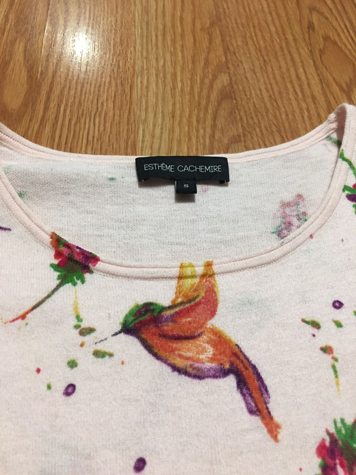 Designer ESTHEME Cashmere Pink Birds Print Sweater Size S Size S / US 4 / IT 40 - 6 Thumbnail