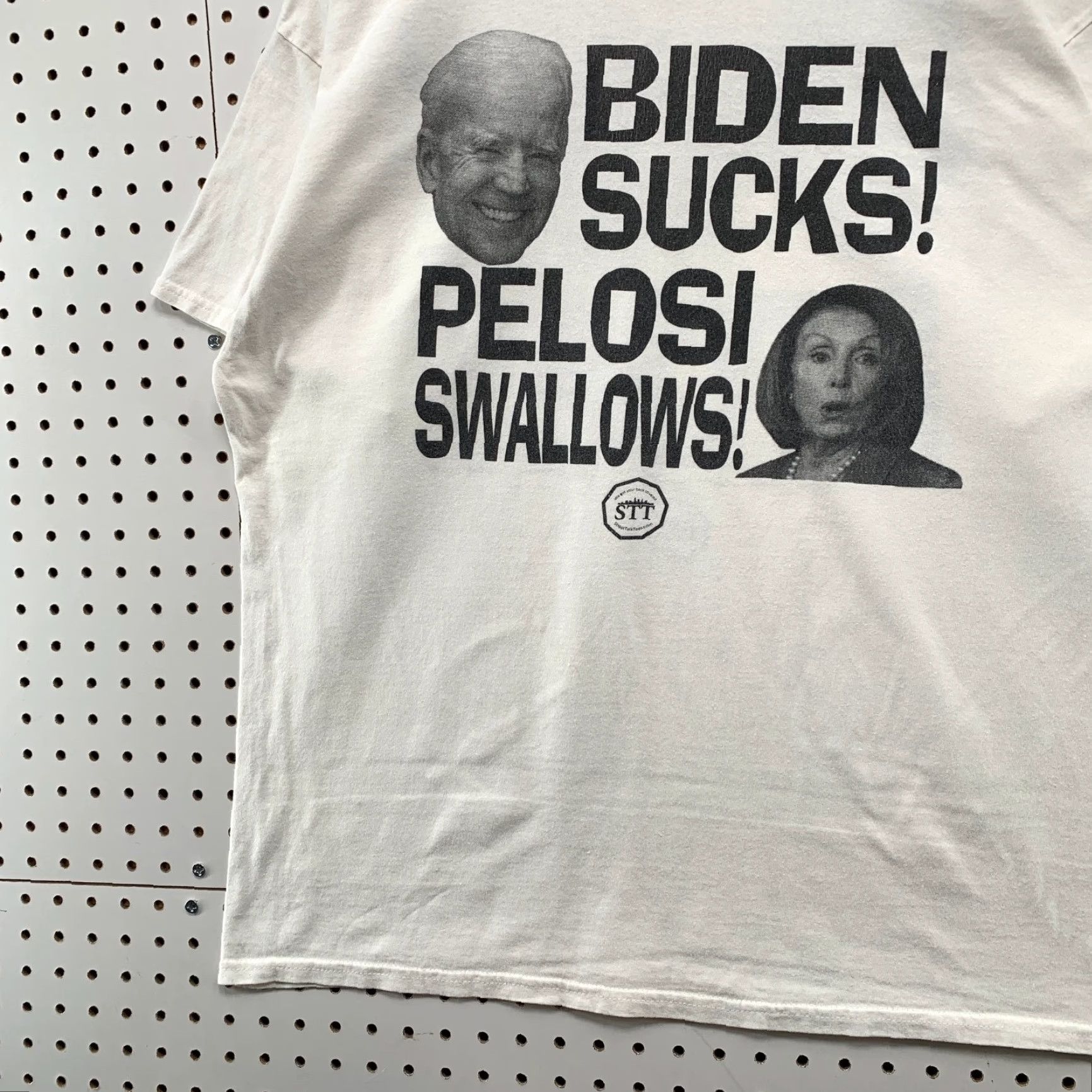 Vintage Street Talk Tees Funny Trump Biden Shirt Mens XL White Biden Sucks Pelosi Hilarious Politician T-Shirt White XL Mens Size US XL / EU 56 / 4 - 4 Thumbnail