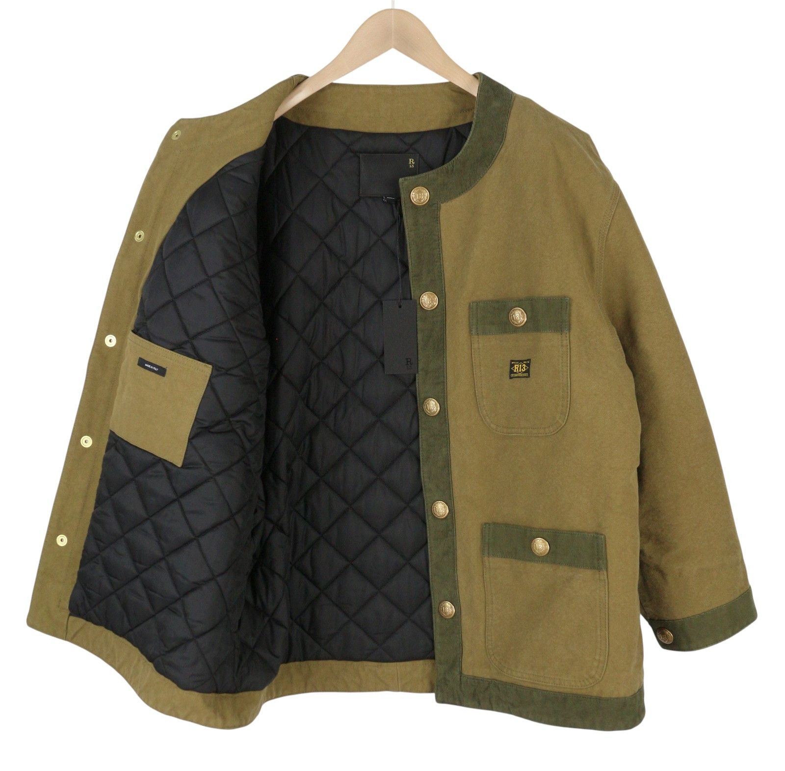 R13 CORD TRIMMED CHORE S Dusky Tan Canvas Oversized 86708 Size S / US 4 / IT 40 - 6 Thumbnail