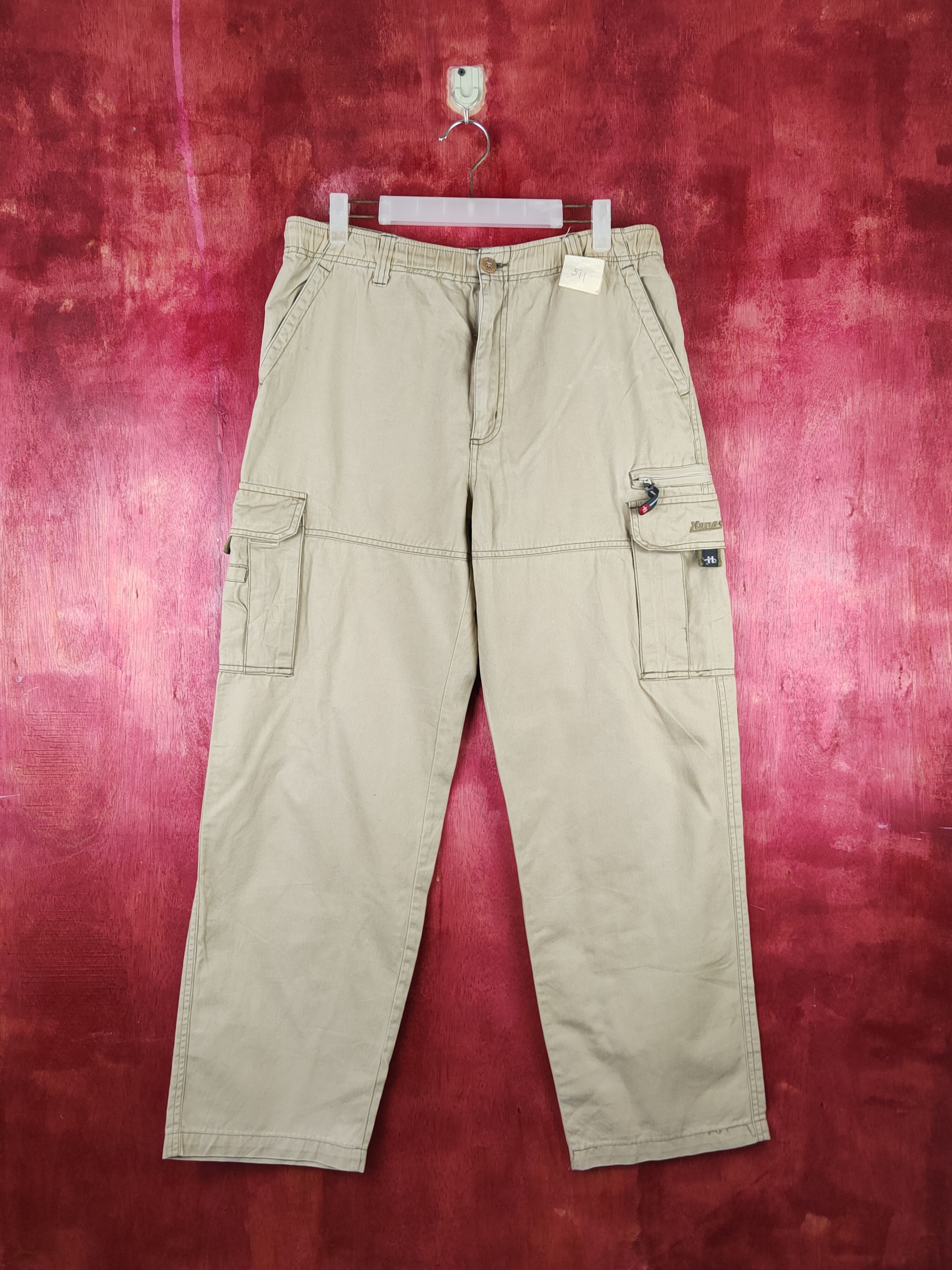 image of Hanes Beige Multipocket Tactical Cargo Pants S1484, Men's (Size 32)
