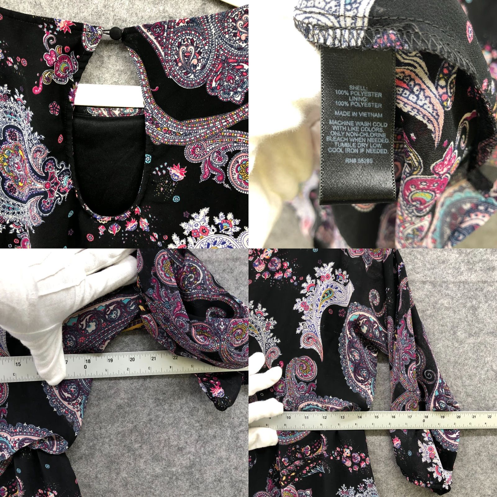 Express VINTAGE Express Purple Paisley Blouson Dress XS Chiffon 3/4 Sleeve Crew Neck Short Dress Womens Express" Size XS / US 0-2 / IT 36-38 - 8 Thumbnail