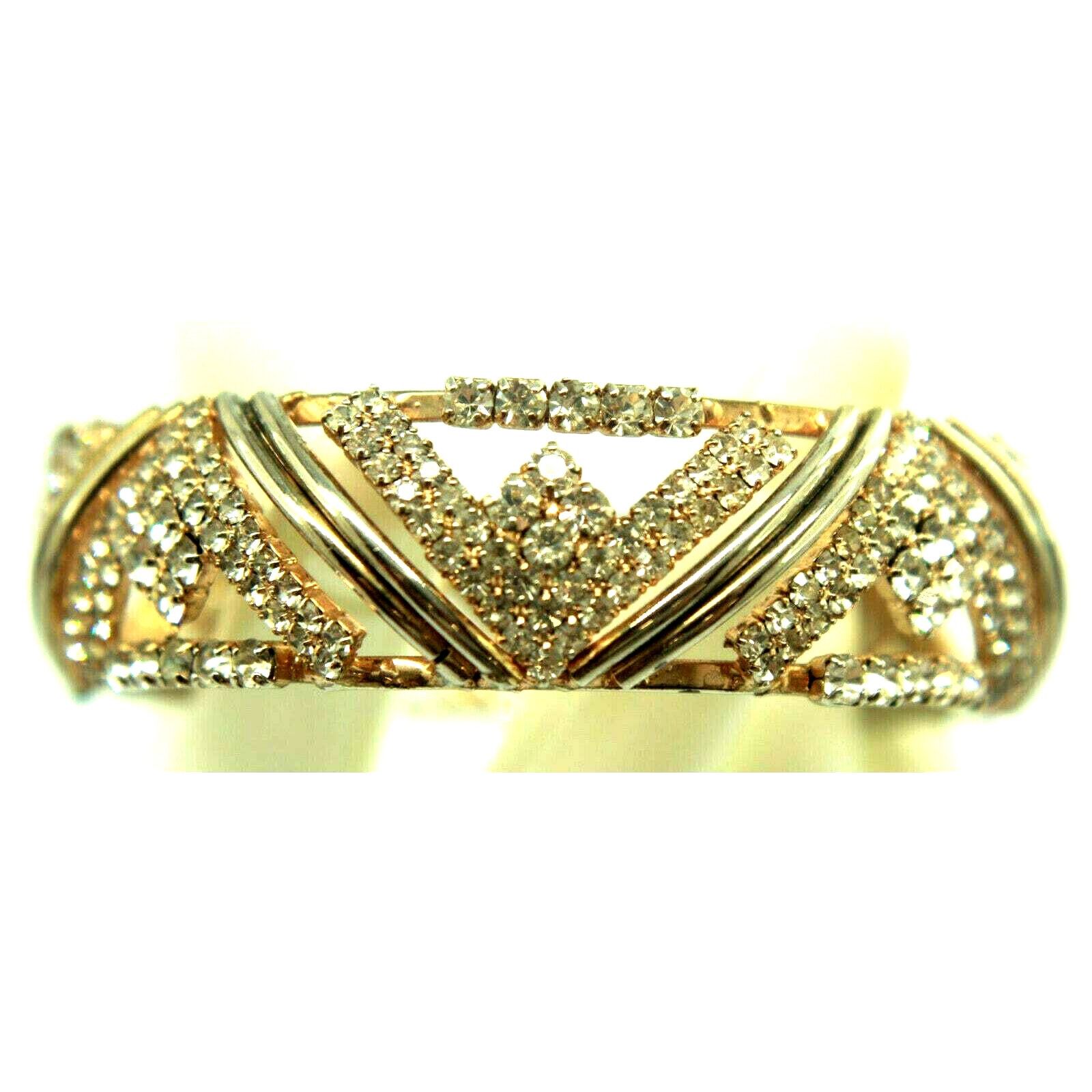 Other Vintage Art Deco Style Rhinestone Studded Cuff Bracelet Size ONE SIZE - 2 Thumbnail