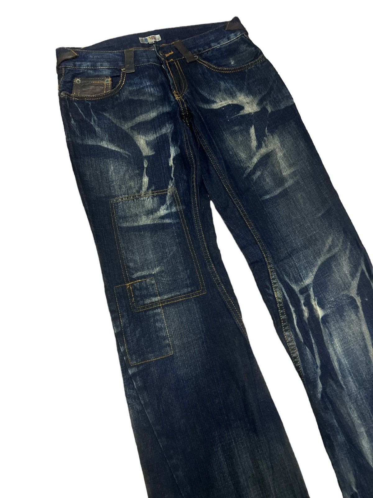 Japanese Brand × Vintage FLARED🔥SICK‼️UNKNOWN DISTRESSED DENIM PANT Size US 29 - 6 Thumbnail