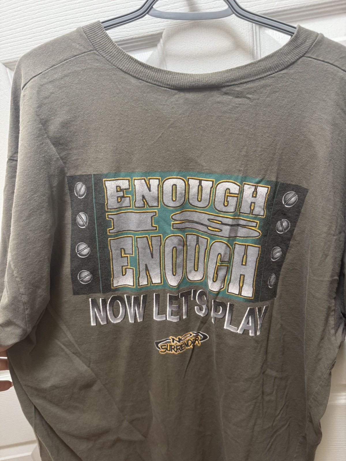 Vintage No Surrender 90s Enough is Enough Text Play Humor Vintage Size US XL / EU 56 / 4 - 4 Thumbnail