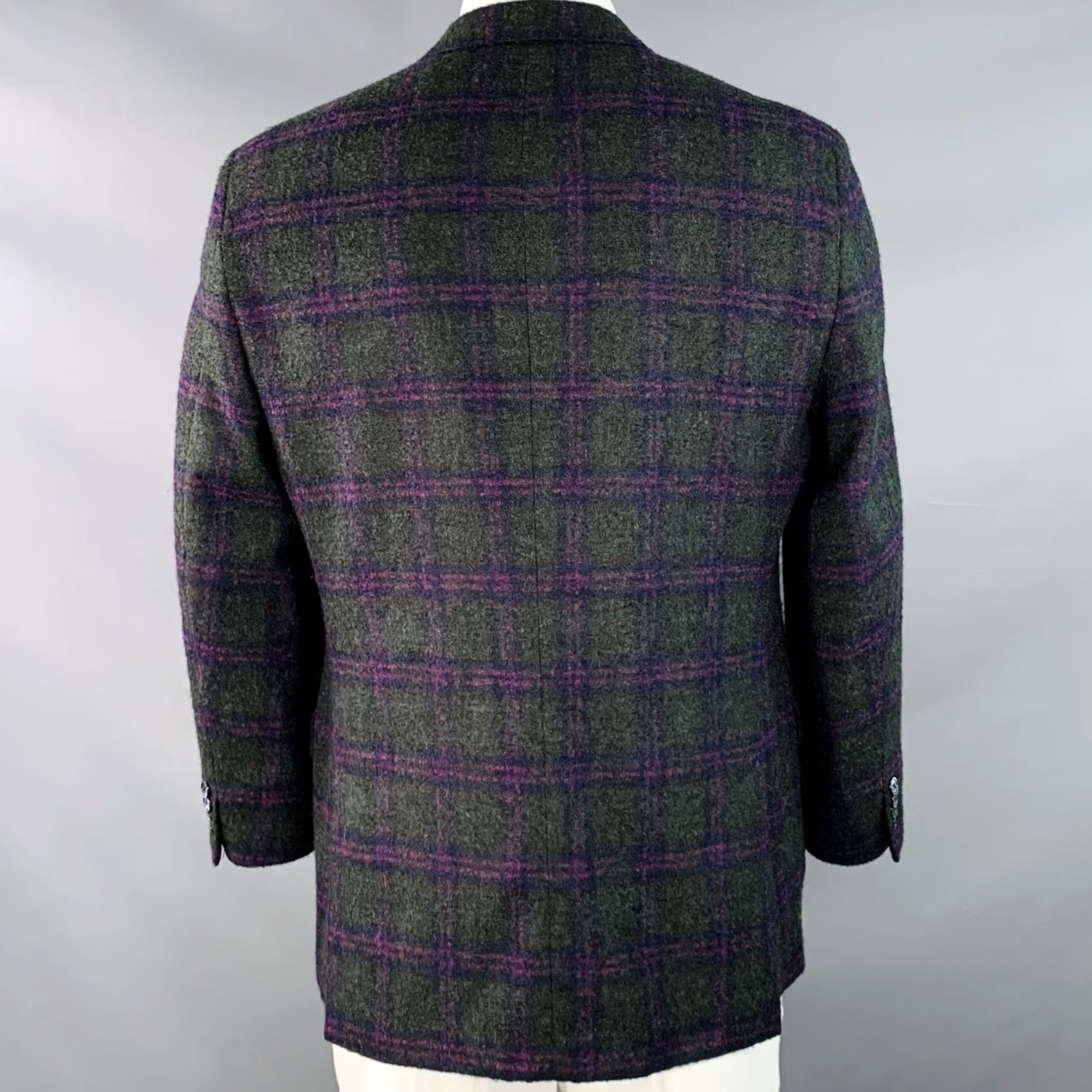 Robert Talbott ROBERT TALBOTT Sport Coat Green Purple Plaid Alpaca Wool Size 42 Regular Mens Size US XS / EU 42 / 0 - 4 Thumbnail