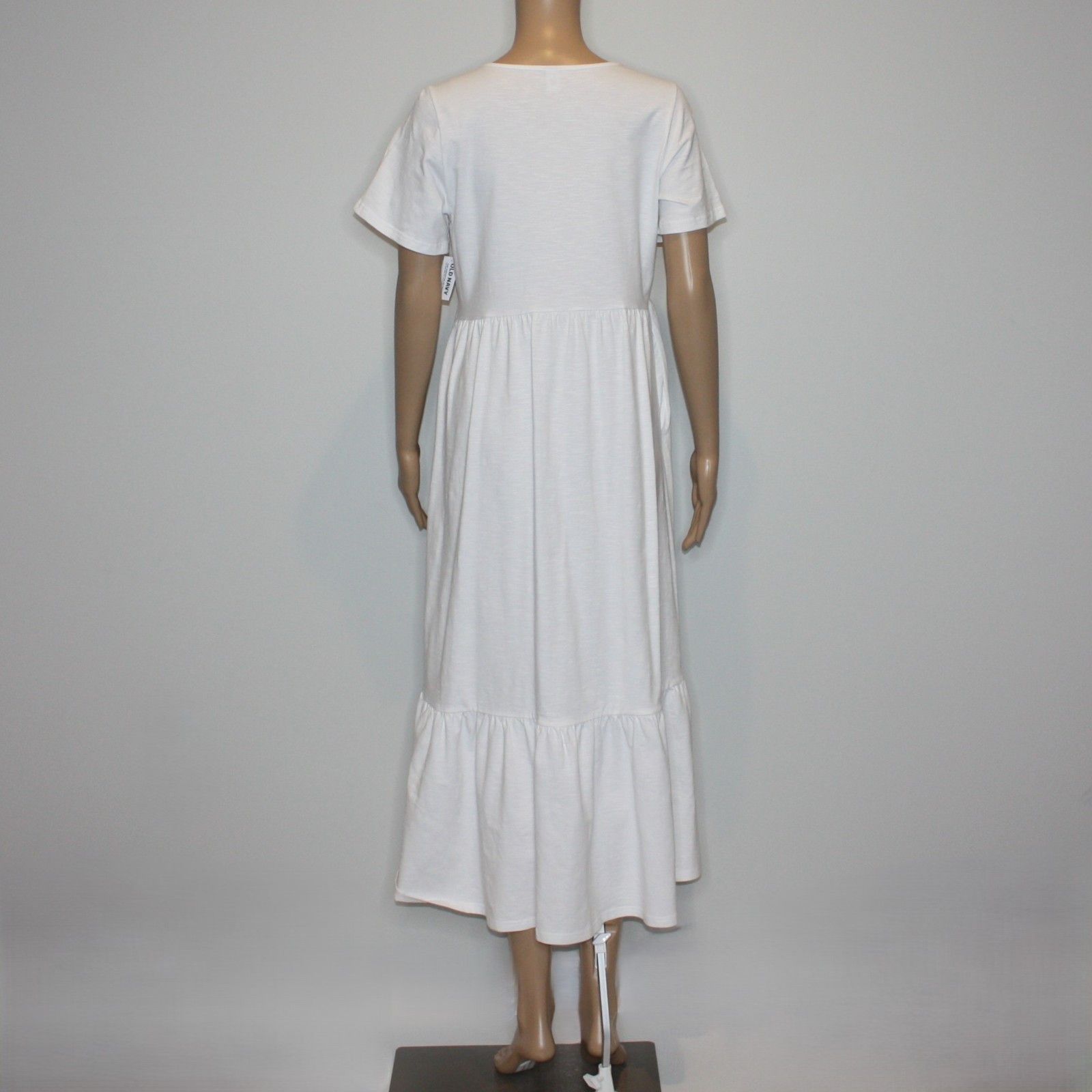 Old Navy Short-Sleeve Tiered Slub-Knit Midi Swing Dress in White NWT Size M / US 6-8 / IT 42-44 - 6 Thumbnail