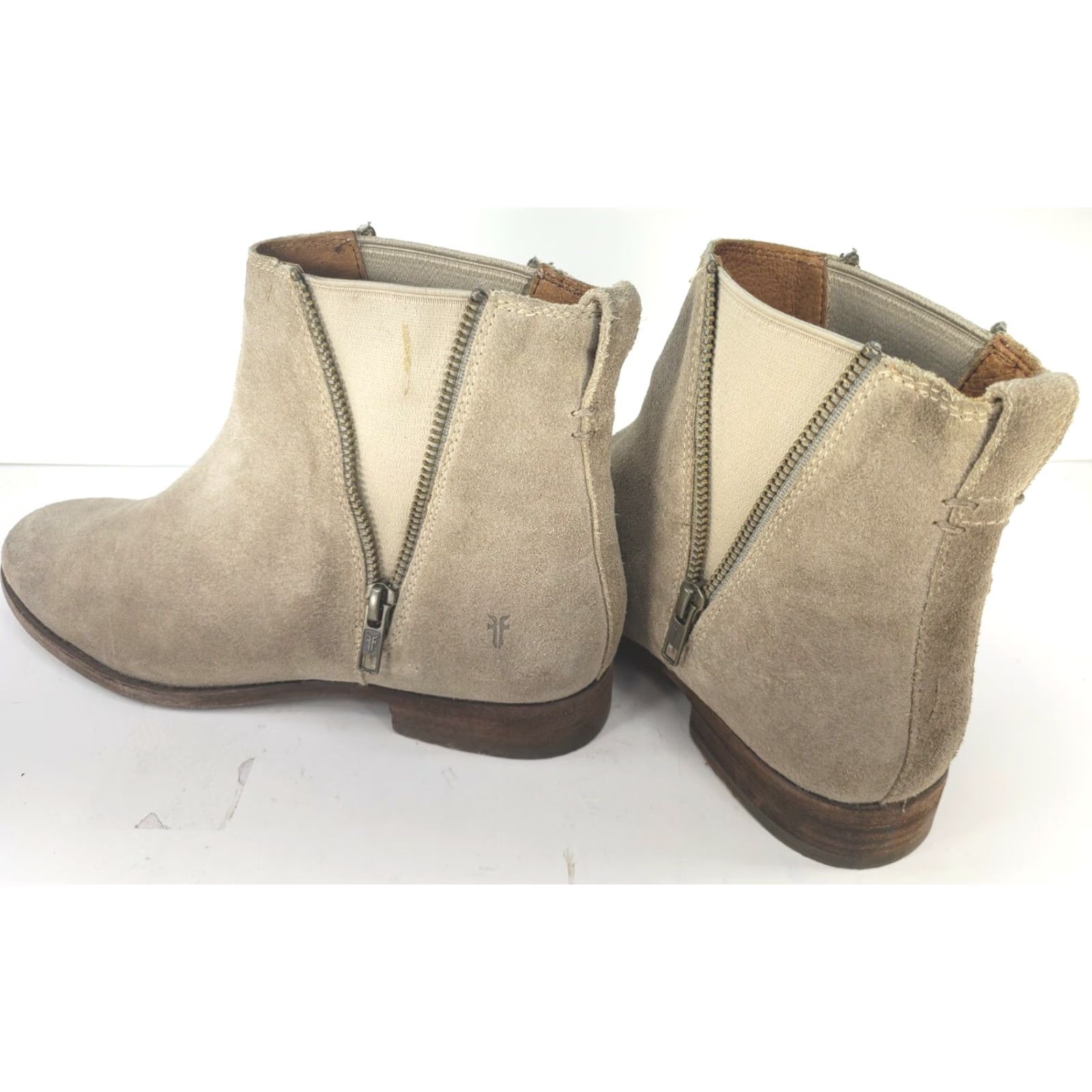 Frye Frye Carly Ankle Boots Zip 9.5M Beige Taupe Grey Leather Women's Boots Mens? Size US 10 / IT 40 - 5 Thumbnail