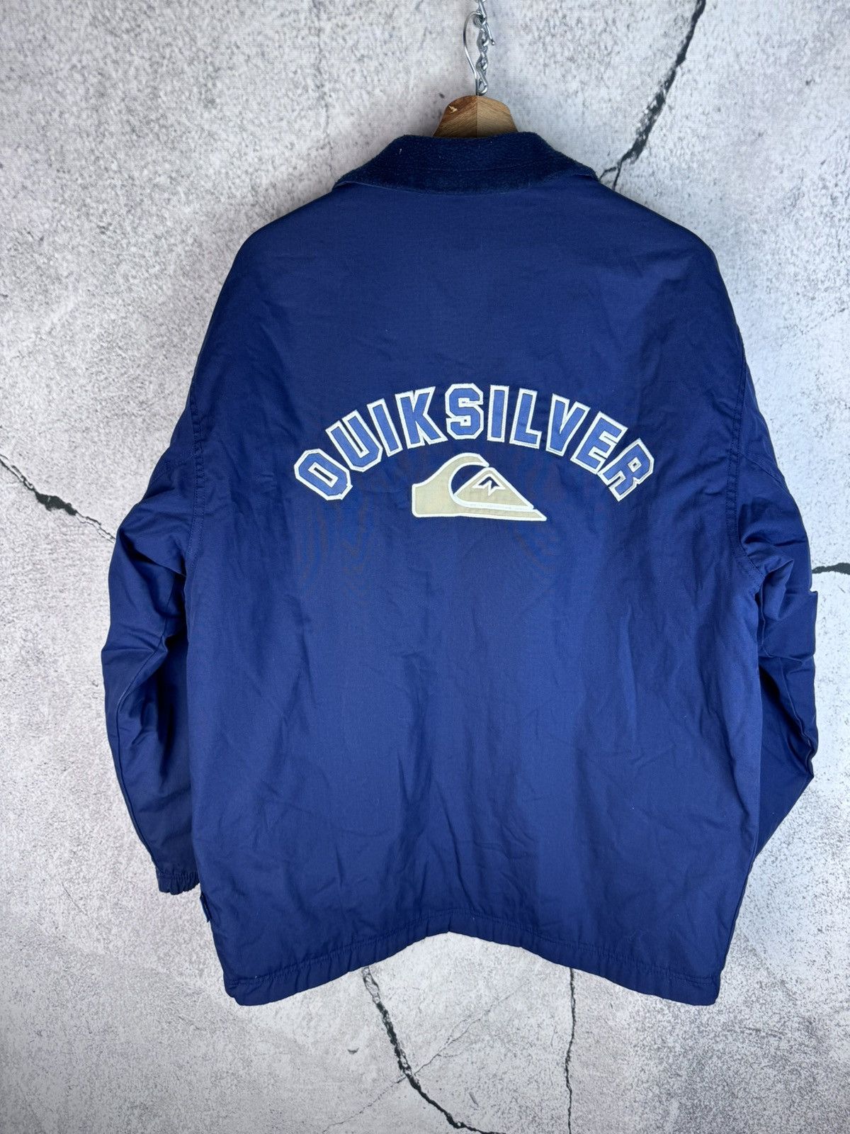 image of Vintage Quiksilver Jacket Surf Skate Sportswear 90's Hype in Navy, Men's (Size Small)