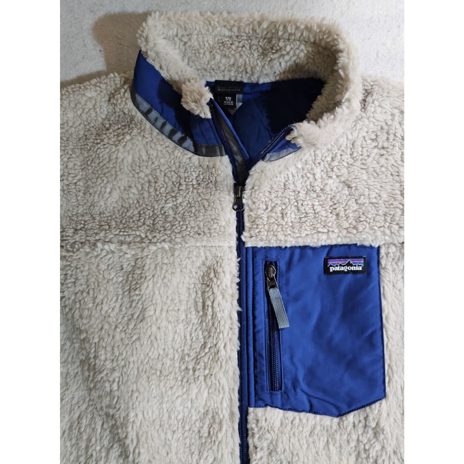 Patagonia VINTAGE Patagonia Retro X Deep Pile Oatmeal & Navy Full Zip Girls Sz 2XL 16-18 Jacket Size XXL / US 16-18 / IT 52-54 - 3 Thumbnail