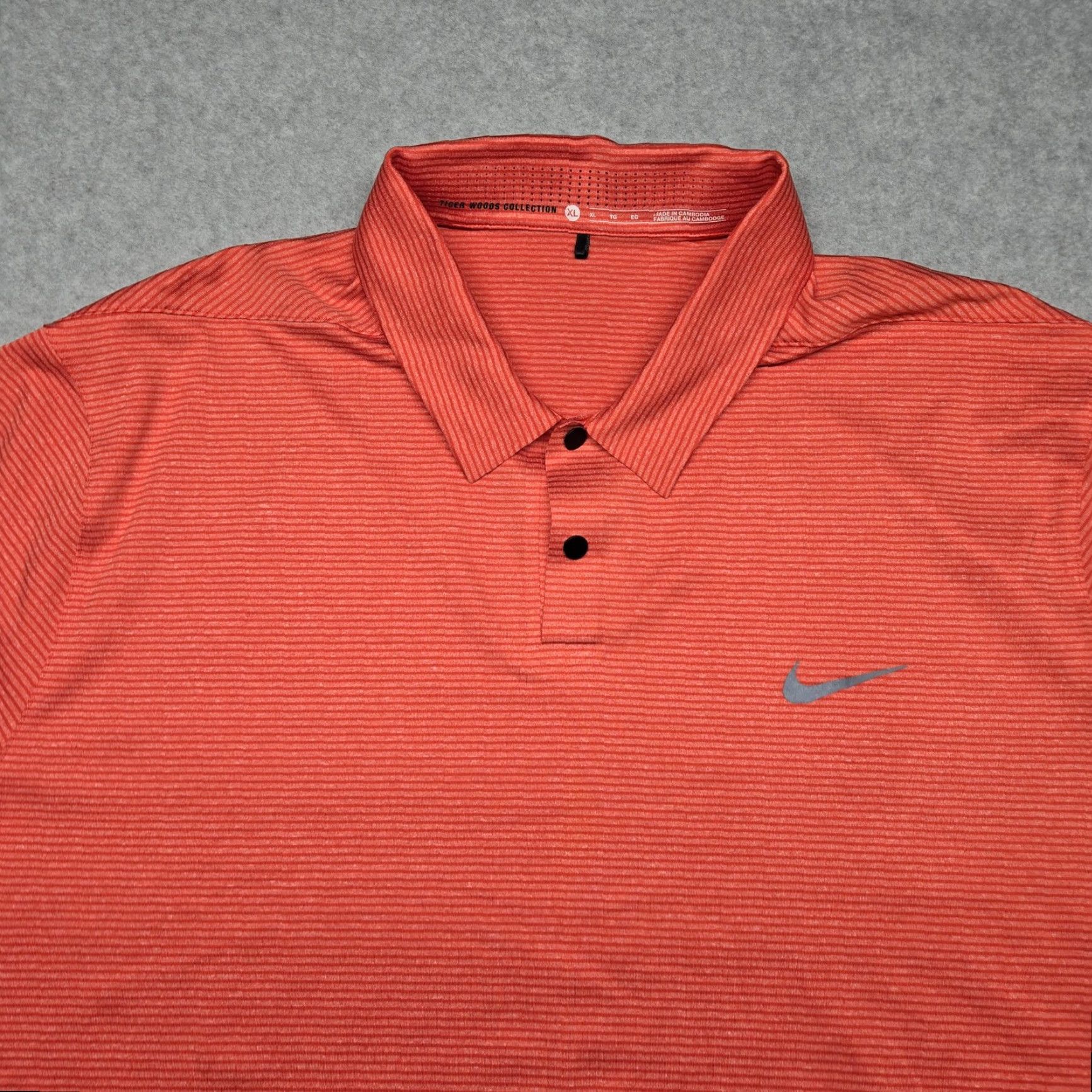 Nike Nike Tiger Woods Collection Polo Mens XL Red Micro Stripe Dri Fit Golf Size US XL / EU 56 / 4 - 2 Thumbnail