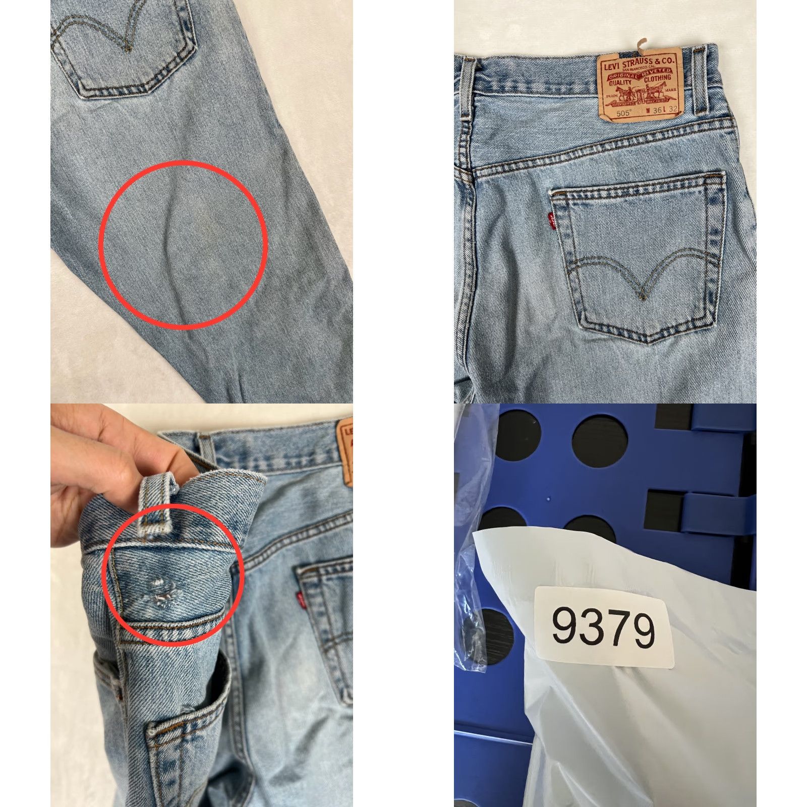 Levi's VINTAGE Levi's 505 Jeans Denim Blue 32x30 Straight Regular Distressed 90s Grunge USA Mens Size US 32 / EU 48 - 8 Thumbnail