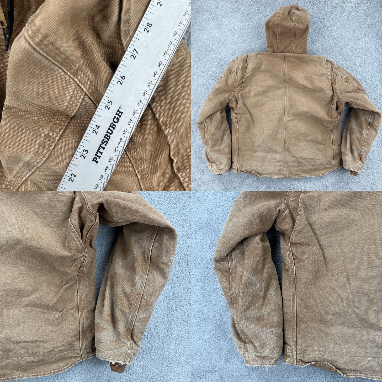 Carhartt VINTAGE Carhartt Jacket 2XL Tall Brown Hooded Fleece Lined Zip Workwear Shirt Mens Modern Outdoor USA Distressed Logo Zipper Size US XXL / EU 58 / 5 - 11 Thumbnail